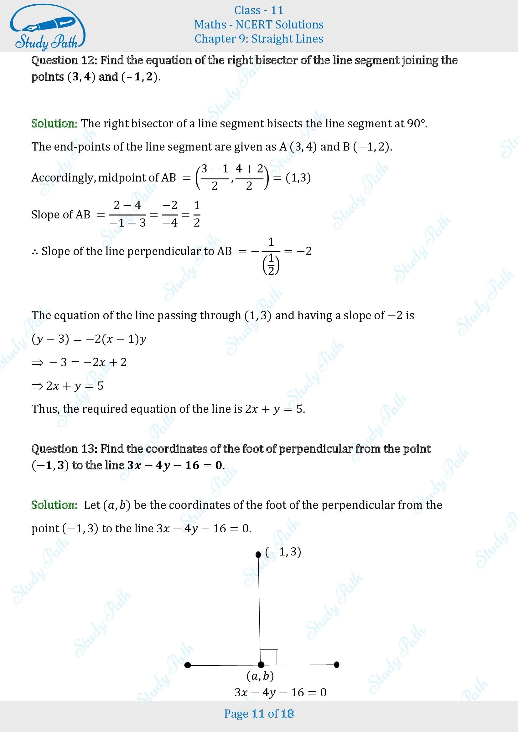 NCERT Solutions for Class 11 Maths Chapter 9 Straight Lines Exercise 9.3 00011