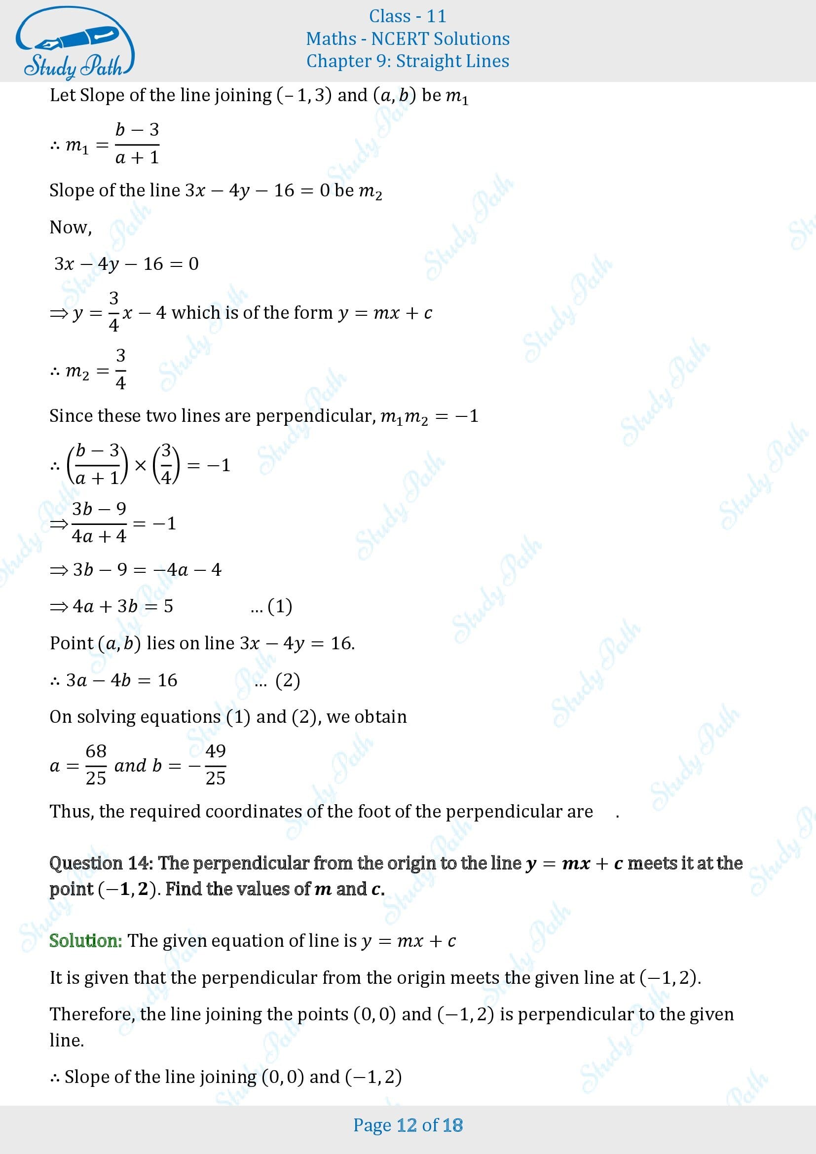 NCERT Solutions for Class 11 Maths Chapter 9 Straight Lines Exercise 9.3 00012