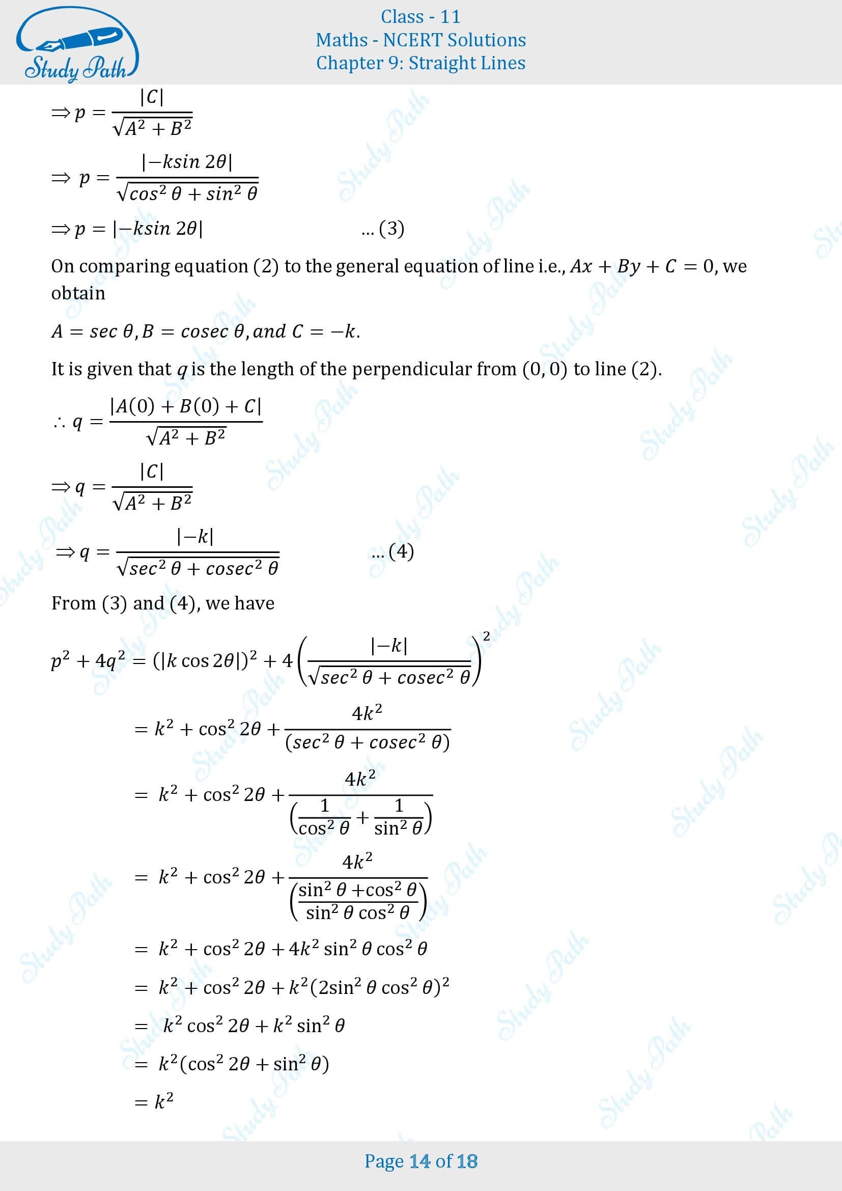 NCERT Solutions for Class 11 Maths Chapter 9 Straight Lines Exercise 9.3 00014