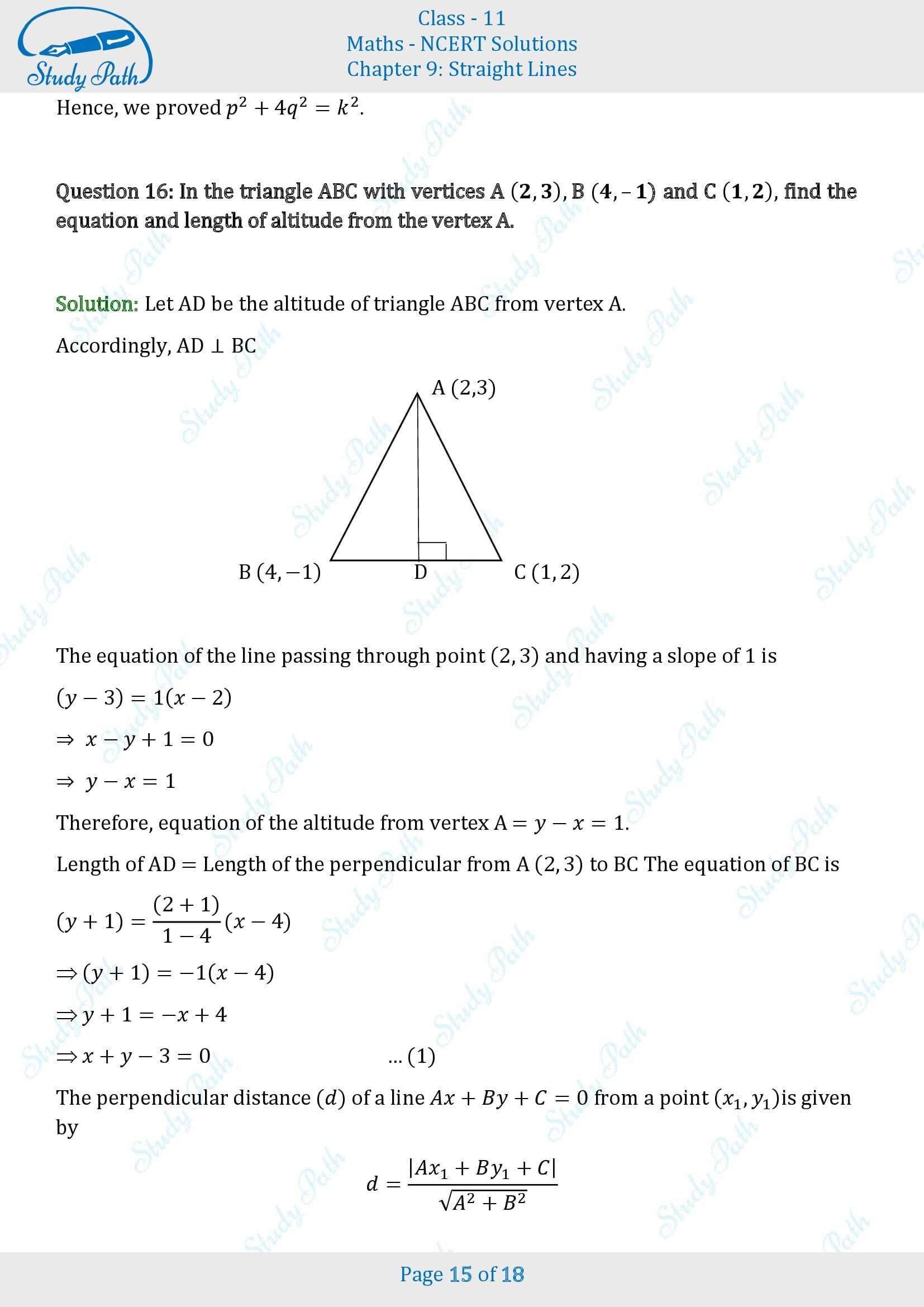 NCERT Solutions for Class 11 Maths Chapter 9 Straight Lines Exercise 9.3 00015