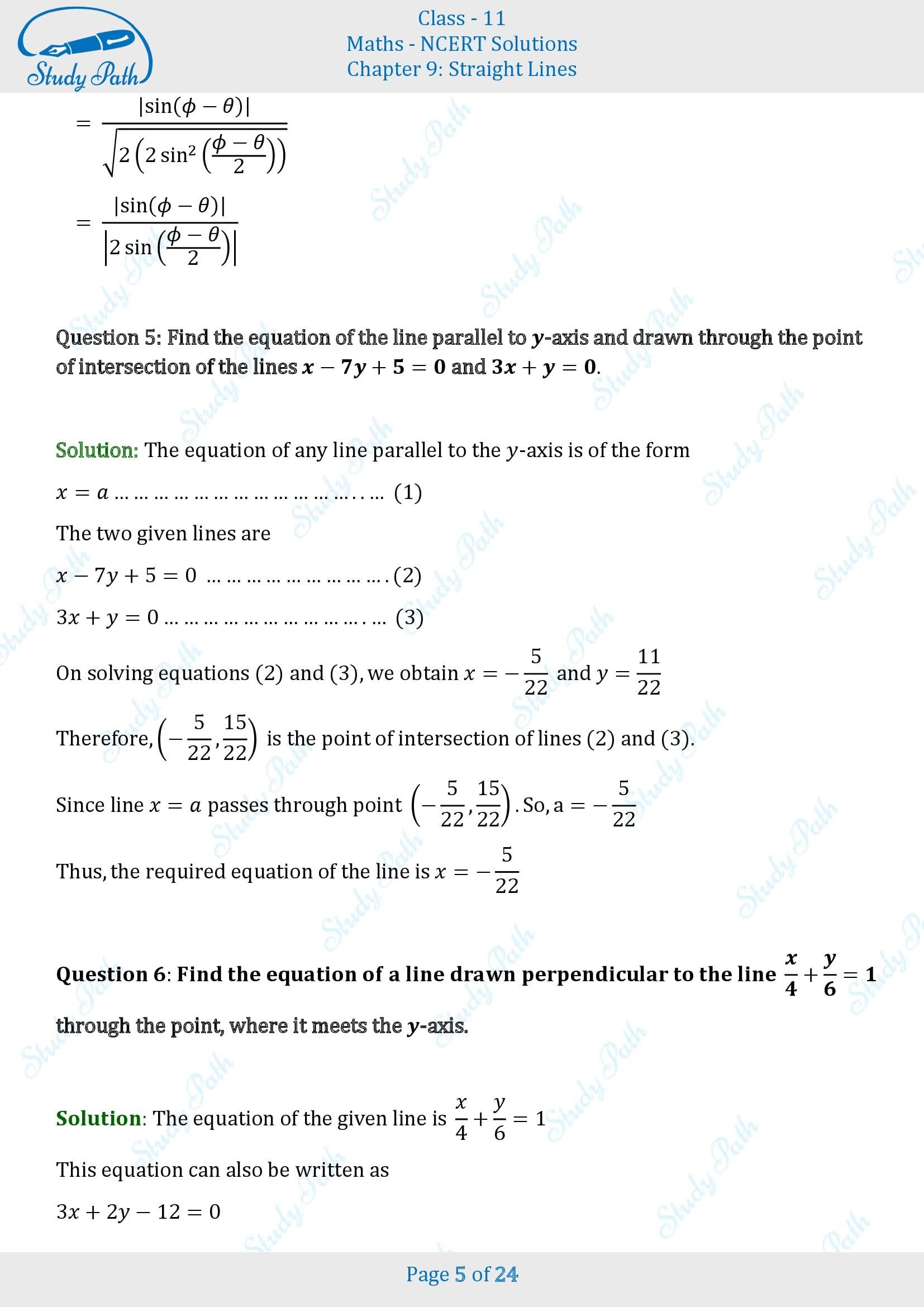 NCERT Solutions for Class 11 Maths Chapter 9 Straight Lines Miscellaneous 9 00005