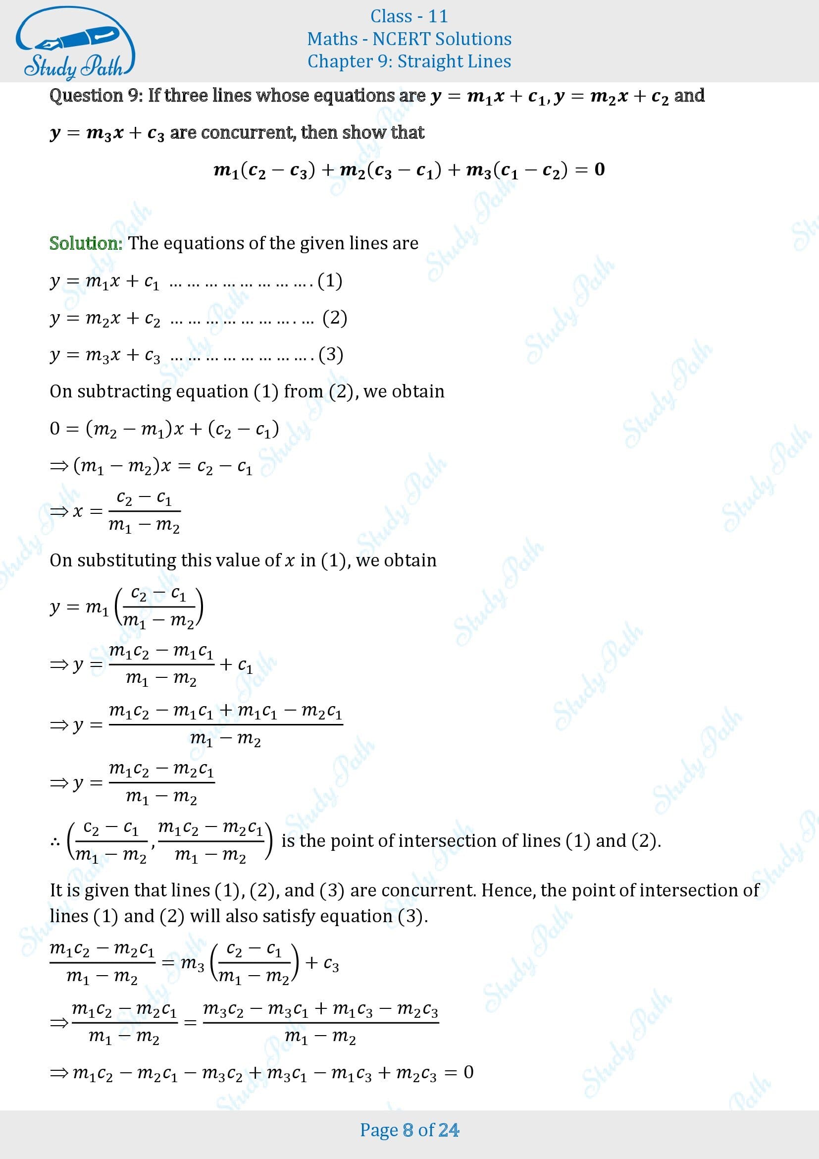 NCERT Solutions for Class 11 Maths Chapter 9 Straight Lines Miscellaneous 9 00008