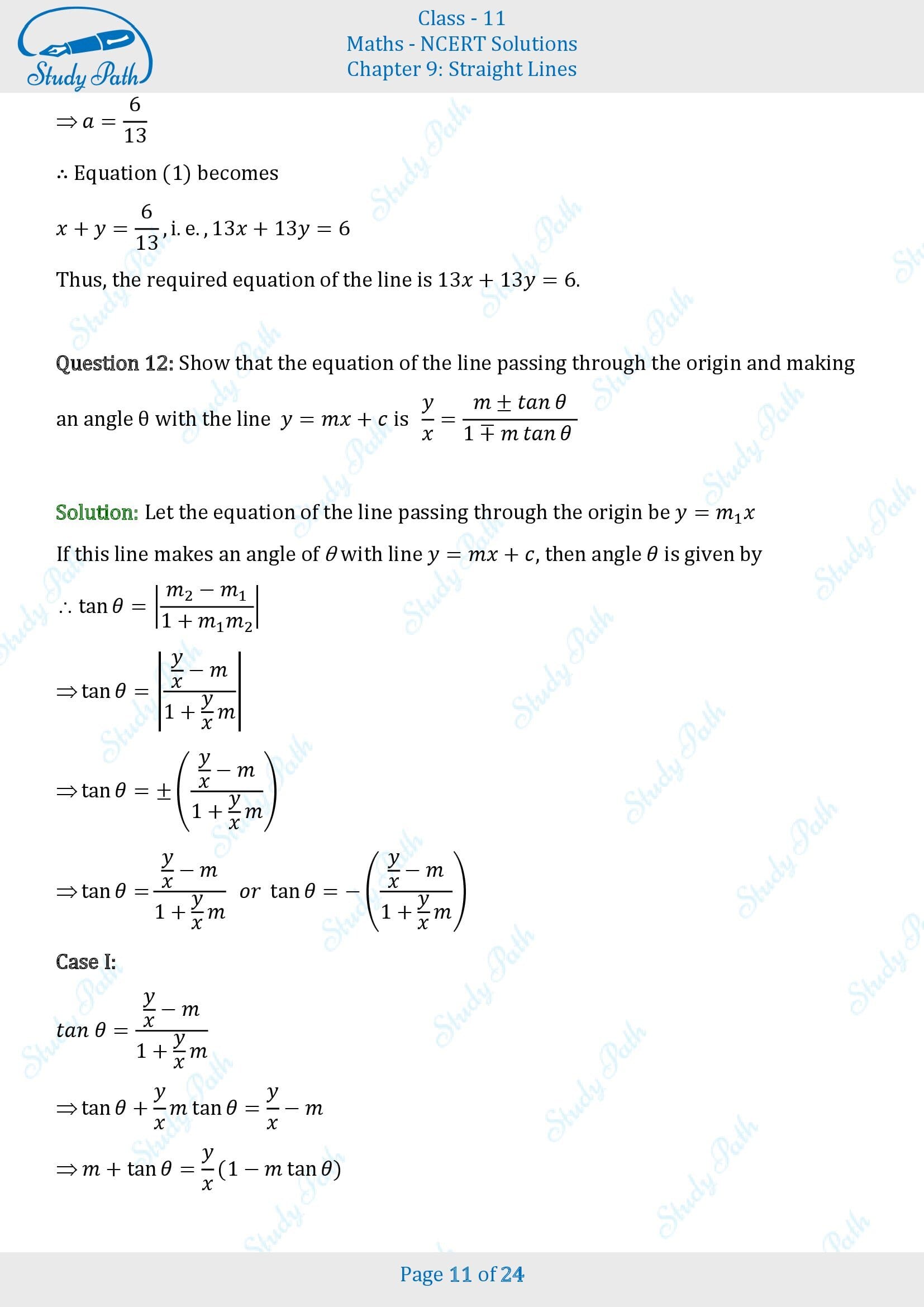 NCERT Solutions for Class 11 Maths Chapter 9 Straight Lines Miscellaneous 9 00011