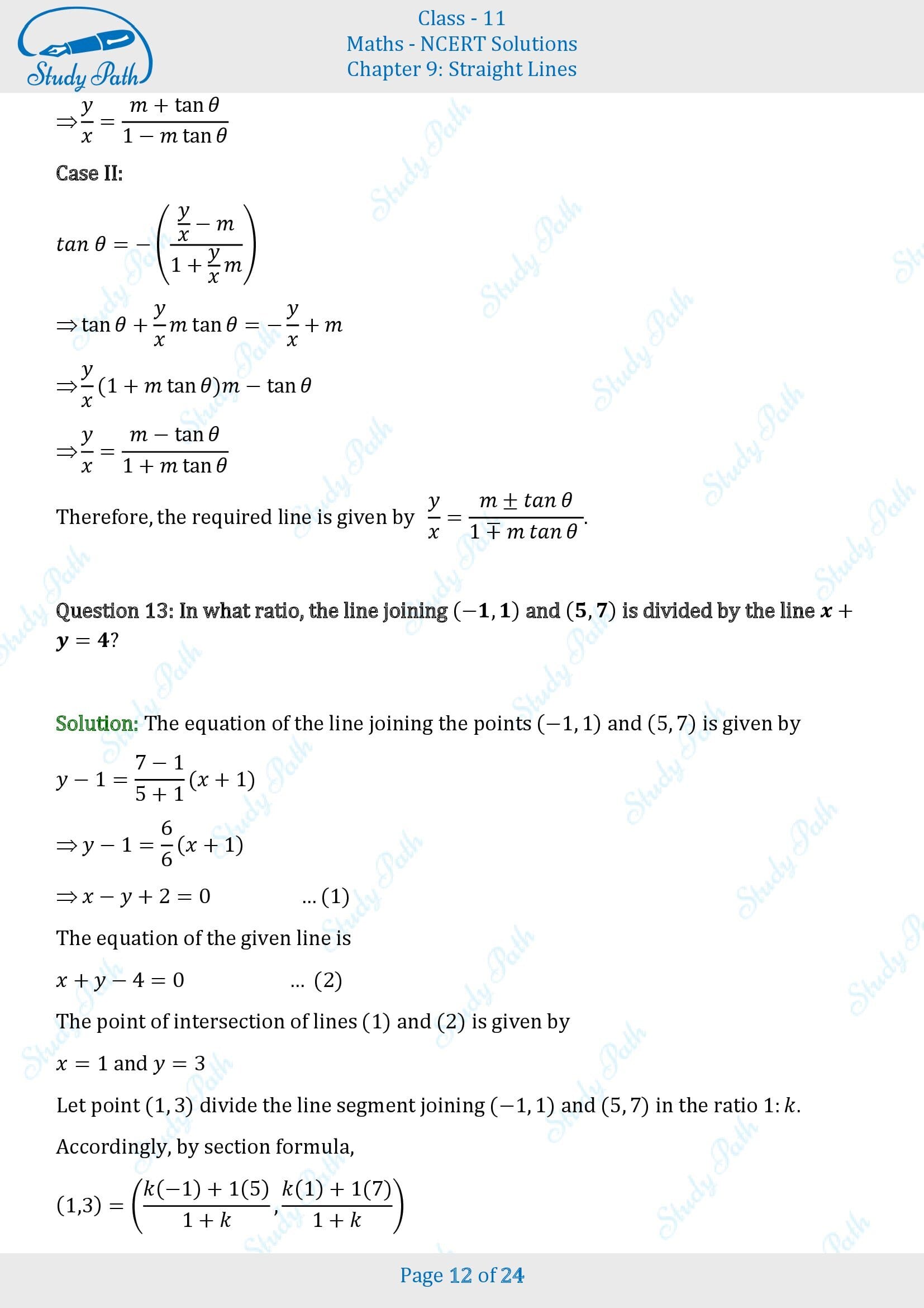 NCERT Solutions for Class 11 Maths Chapter 9 Straight Lines Miscellaneous 9 00012