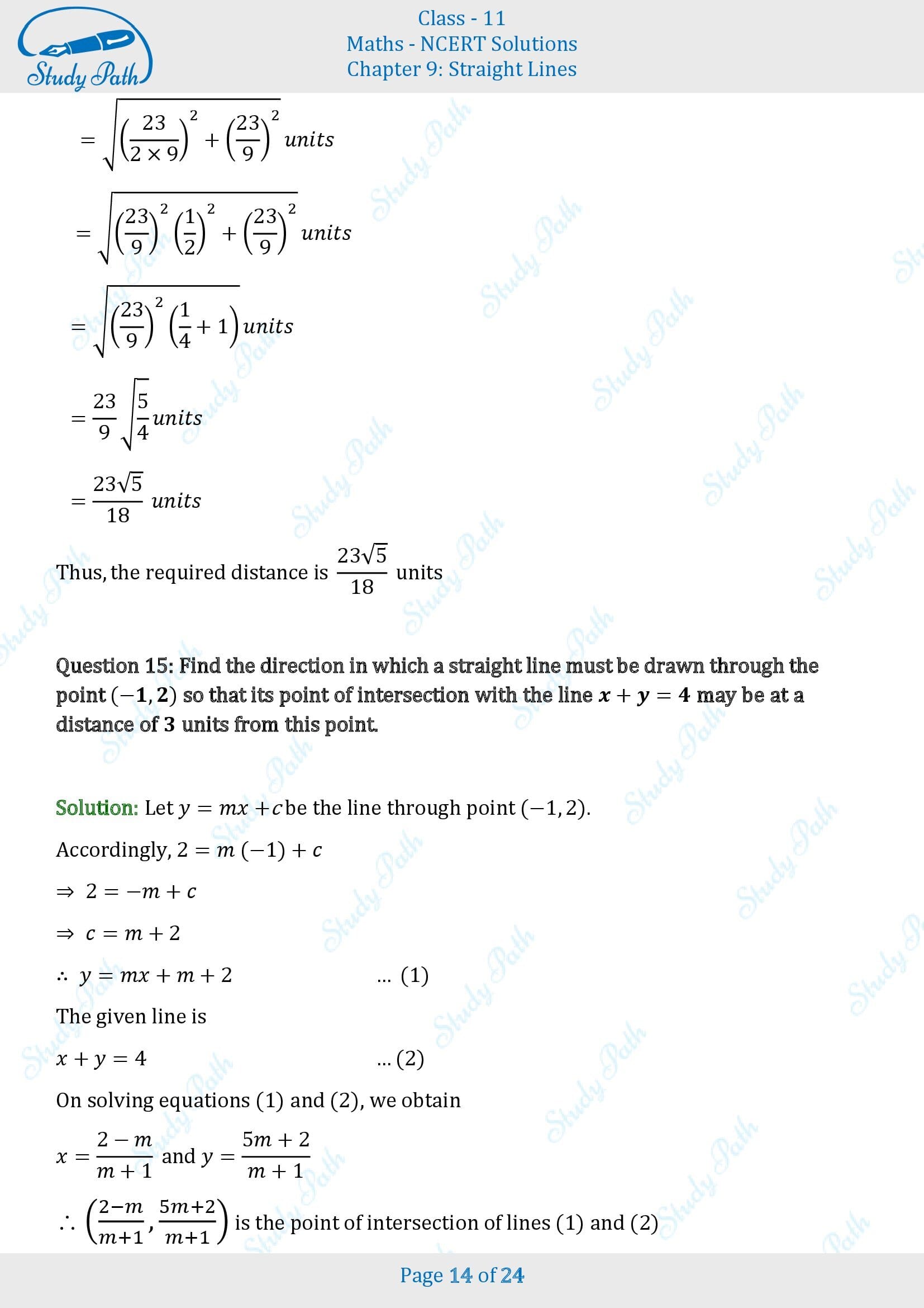 NCERT Solutions for Class 11 Maths Chapter 9 Straight Lines Miscellaneous 9 00014