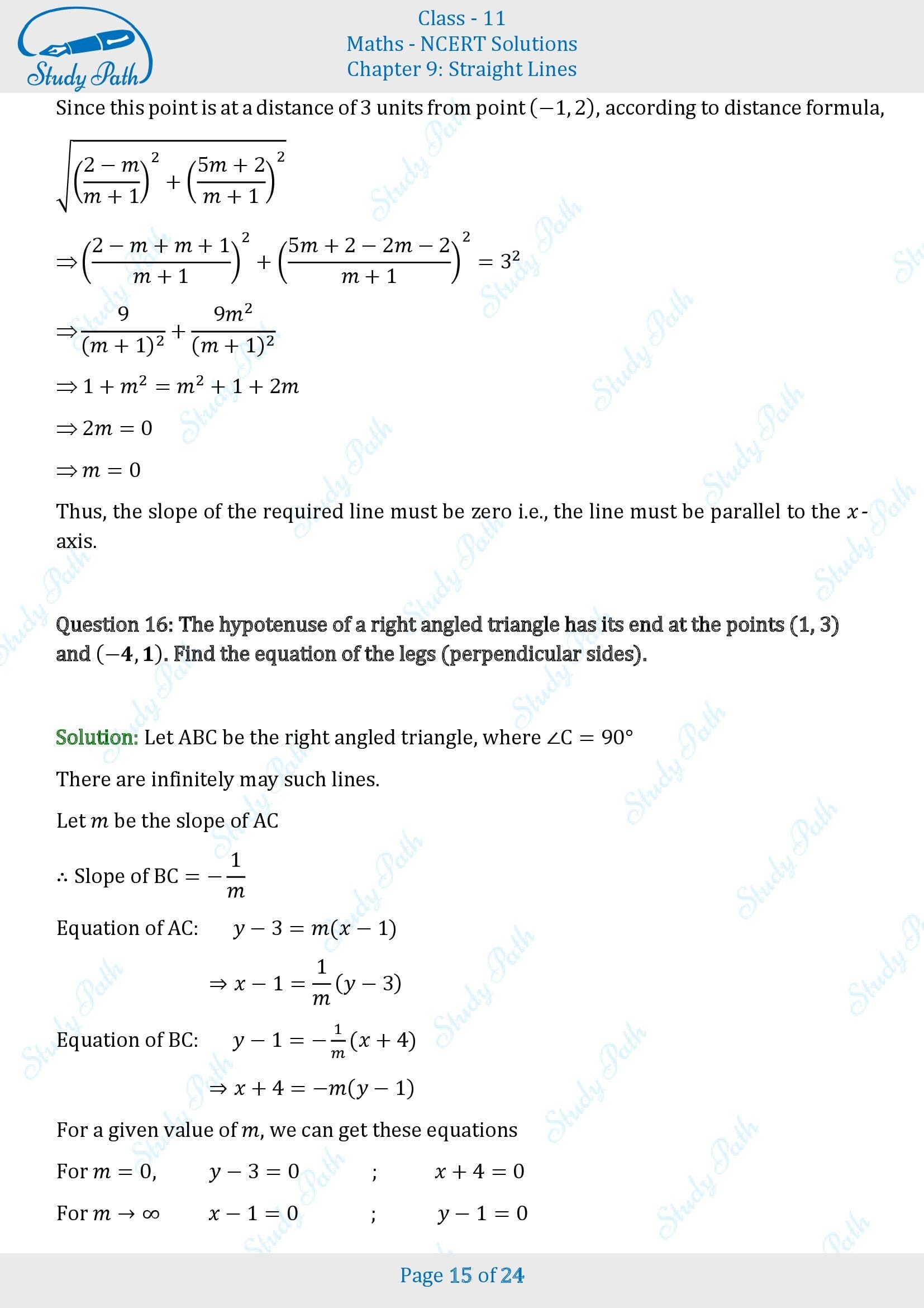 NCERT Solutions for Class 11 Maths Chapter 9 Straight Lines Miscellaneous 9 00015