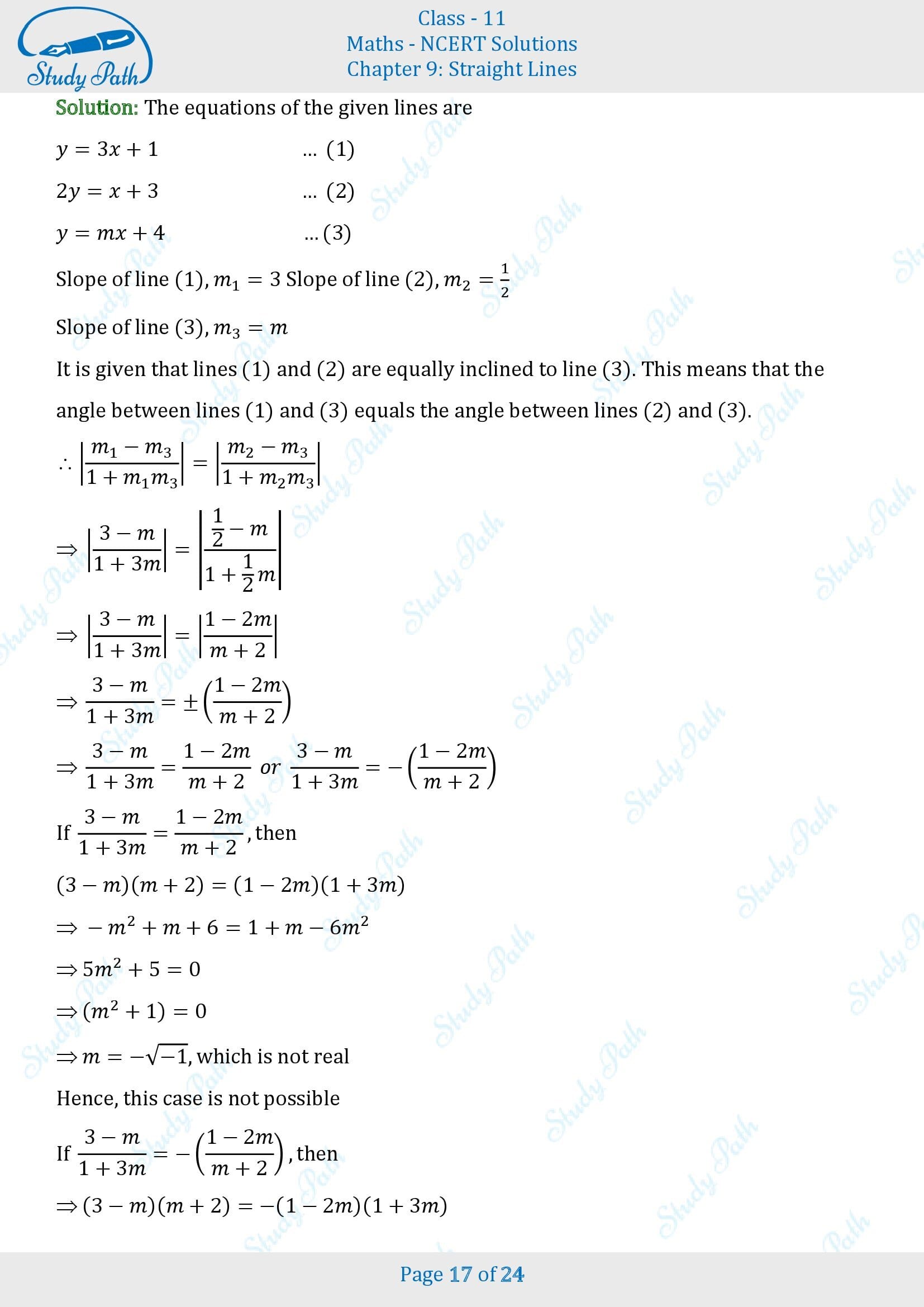 NCERT Solutions for Class 11 Maths Chapter 9 Straight Lines Miscellaneous 9 00017