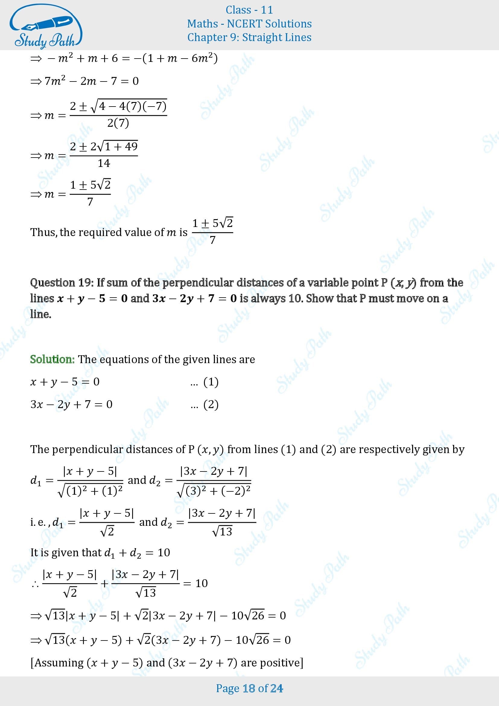 NCERT Solutions for Class 11 Maths Chapter 9 Straight Lines Miscellaneous 9 00018