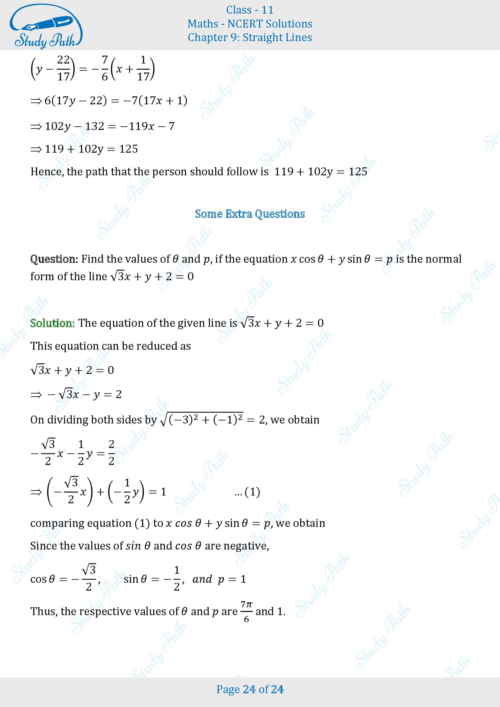 NCERT Solutions for Class 11 Maths Chapter 9 Straight Lines Miscellaneous 9 00024