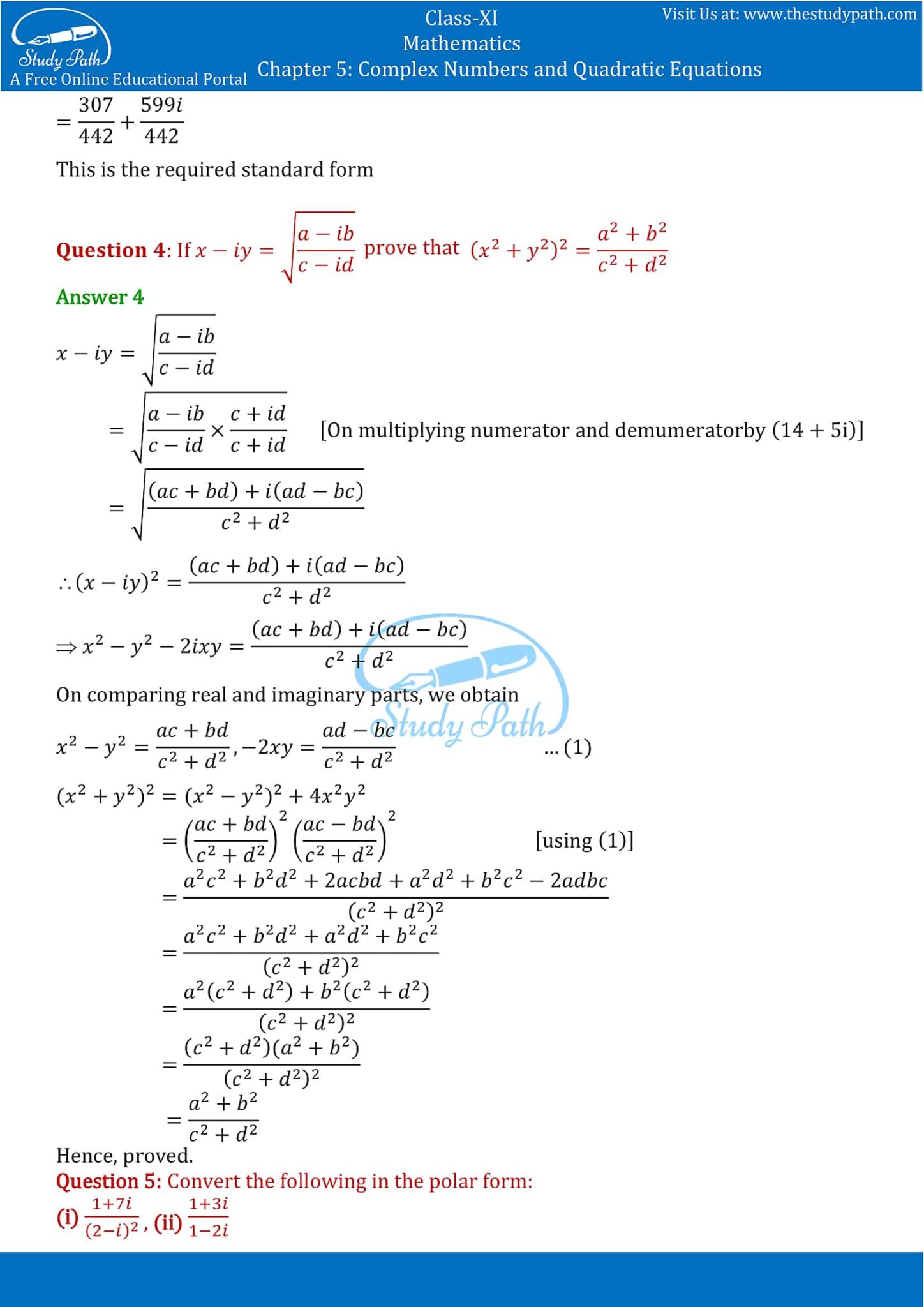 case study questions class 11 maths chapter 5