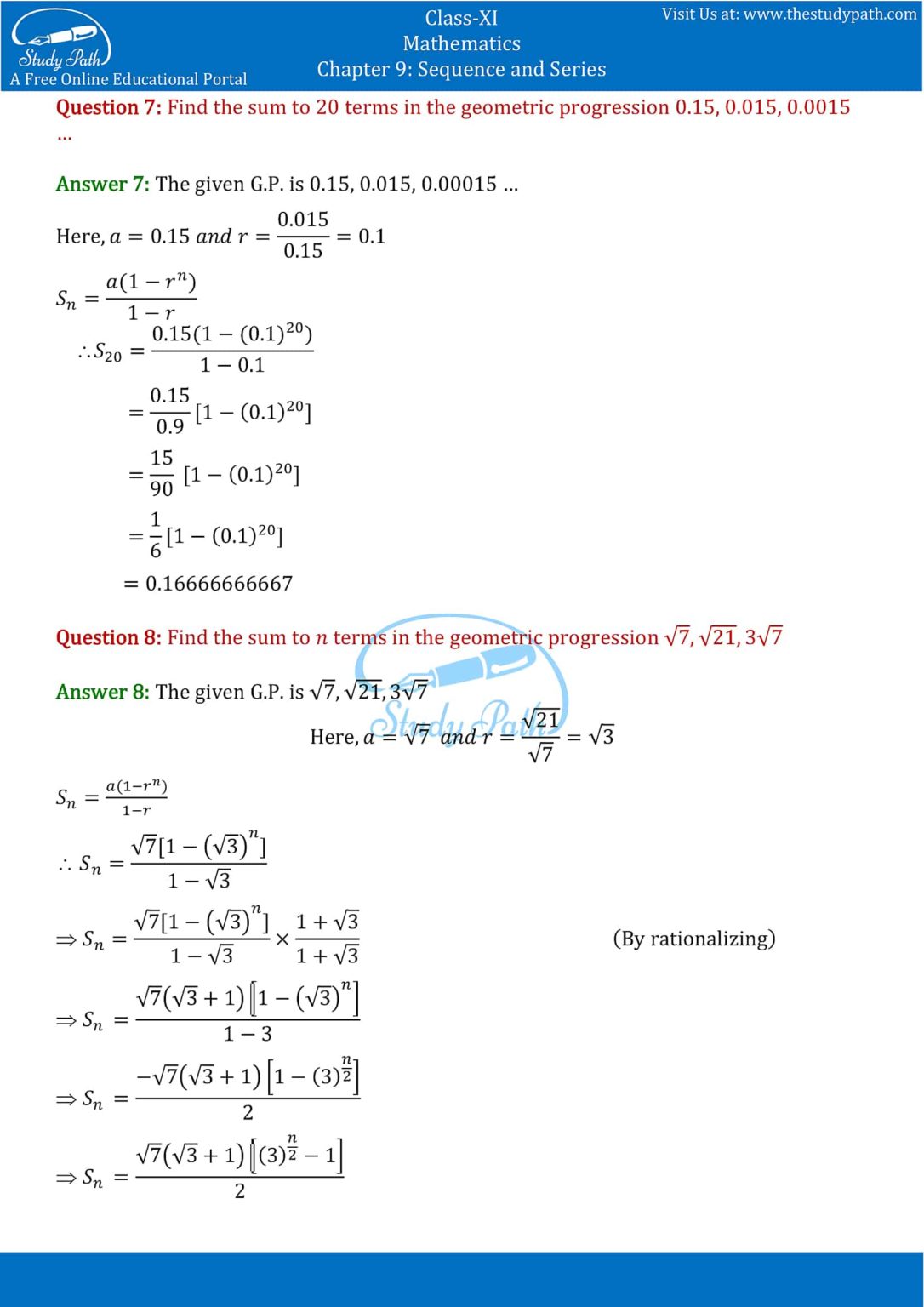 NCERT Solutions Class 11 Maths Chapter 9 Exercise 9 3 Study Path   NCERT Solutions For Class 11 Maths Chapter 9 Sequence And Series Exercise 9.3 Part 5 1086x1536 