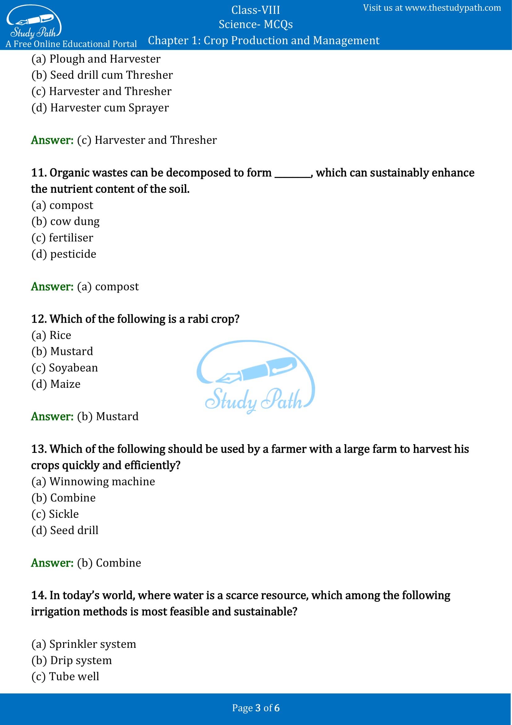 case study questions of crop production and management class 8