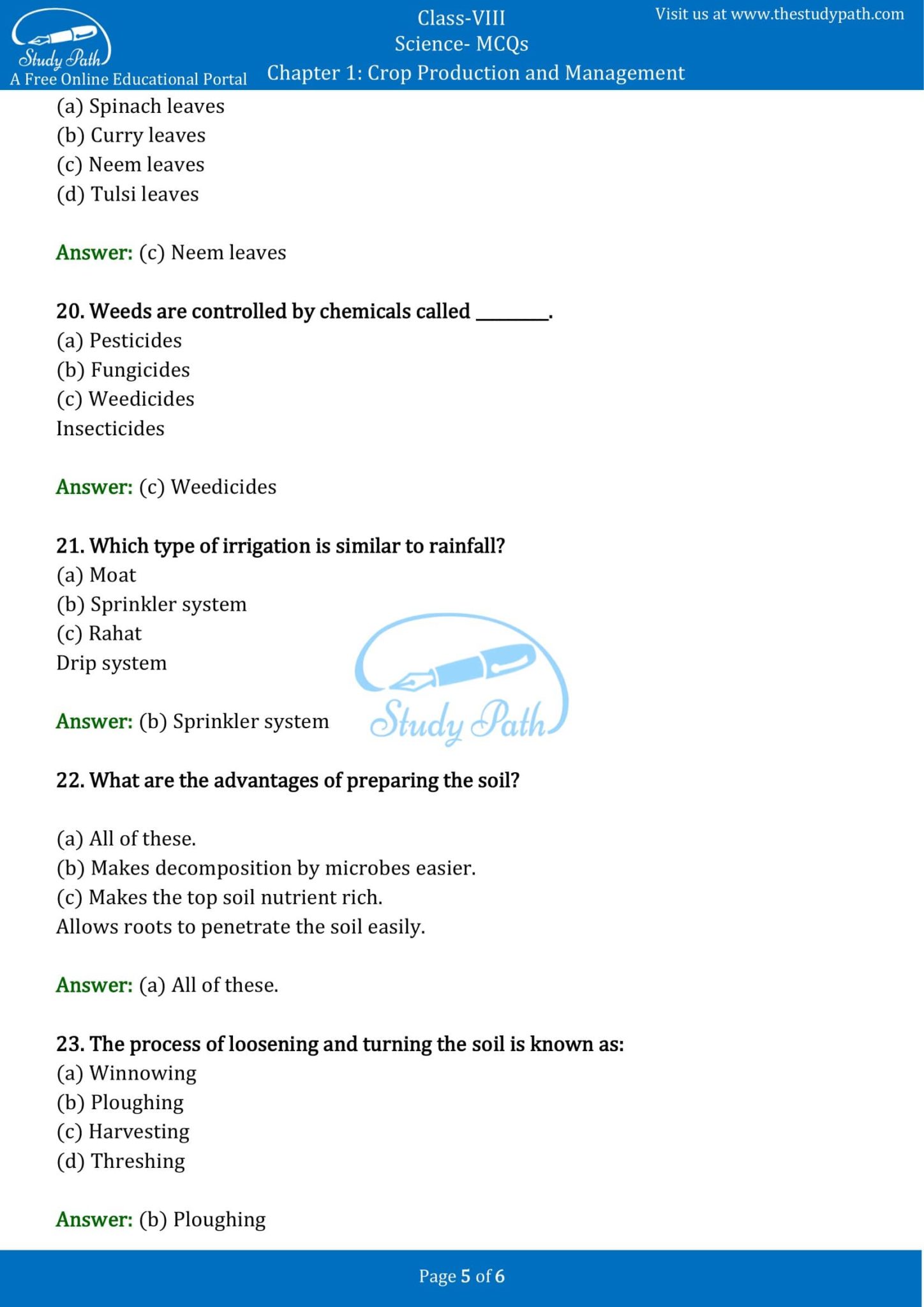 case study questions on crop production and management class 8