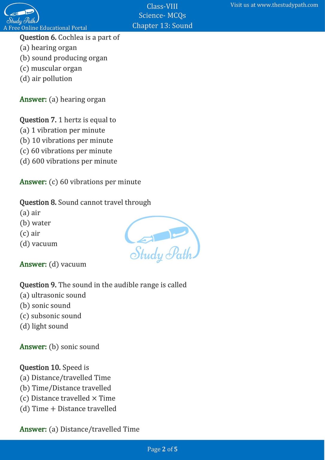 class 8 question answer