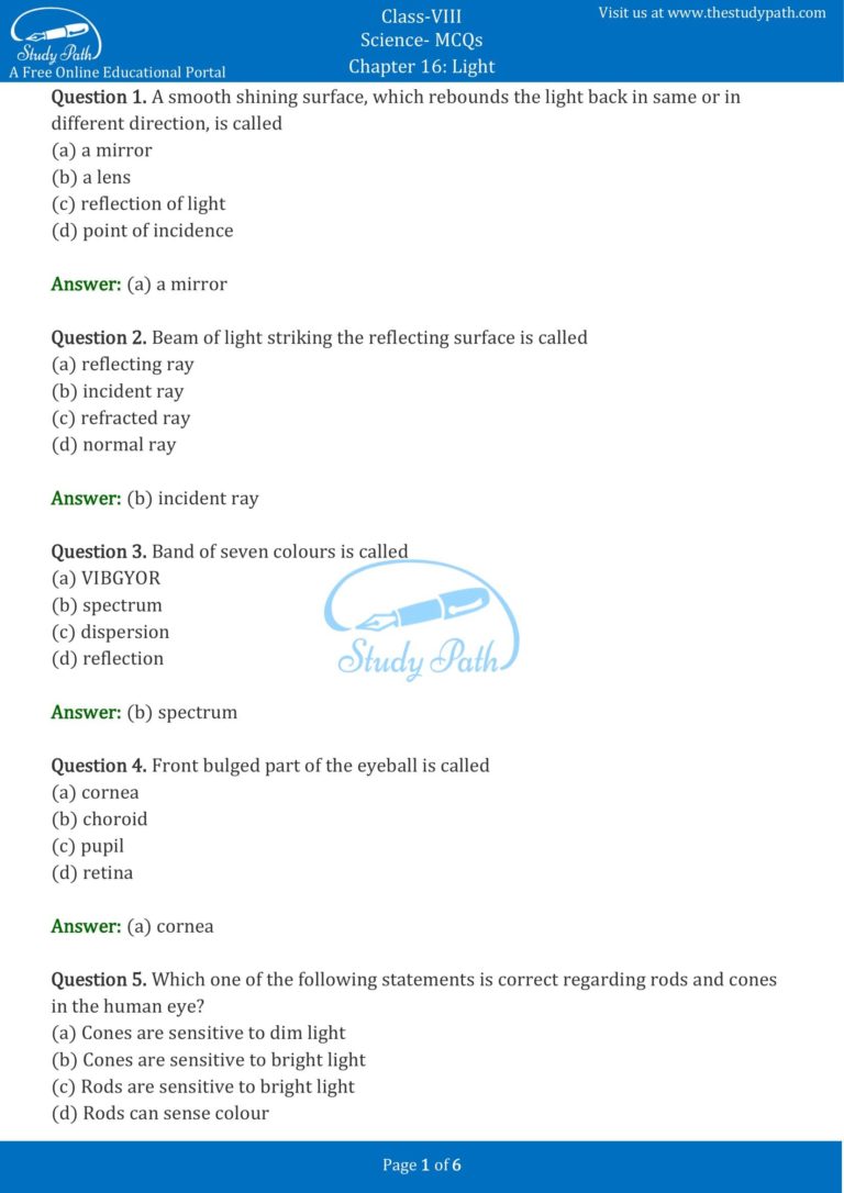 class 8 science chapter 11 mcq pdf