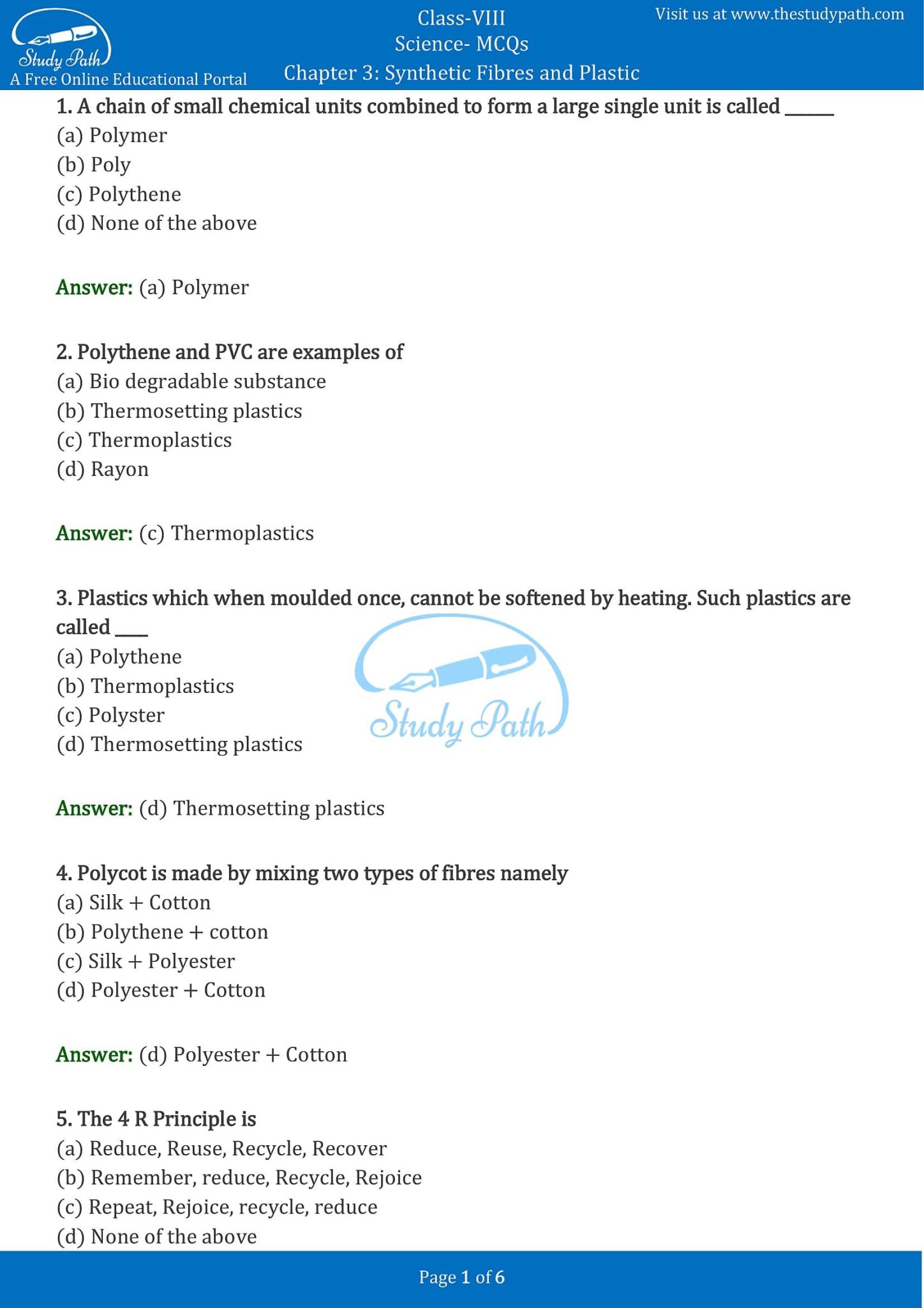 class-8-science-chapter-3-synthetic-fibres-and-plastics-mcq-with-answers