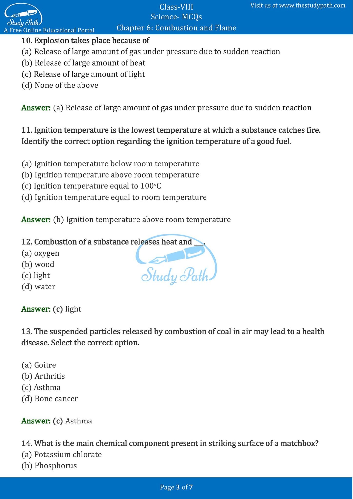 case study questions on combustion and flame class 8