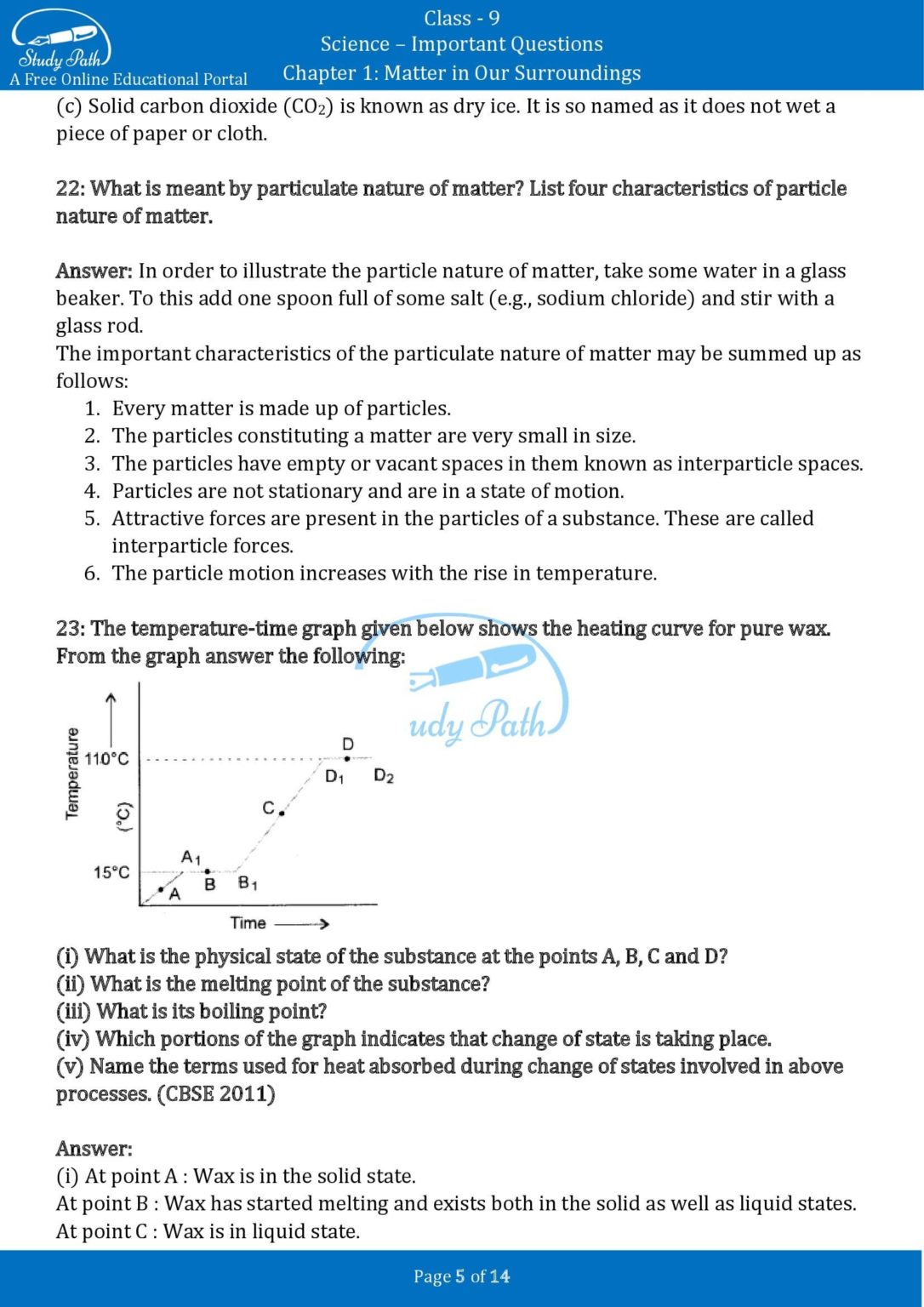 assignment on matter in our surroundings class 9