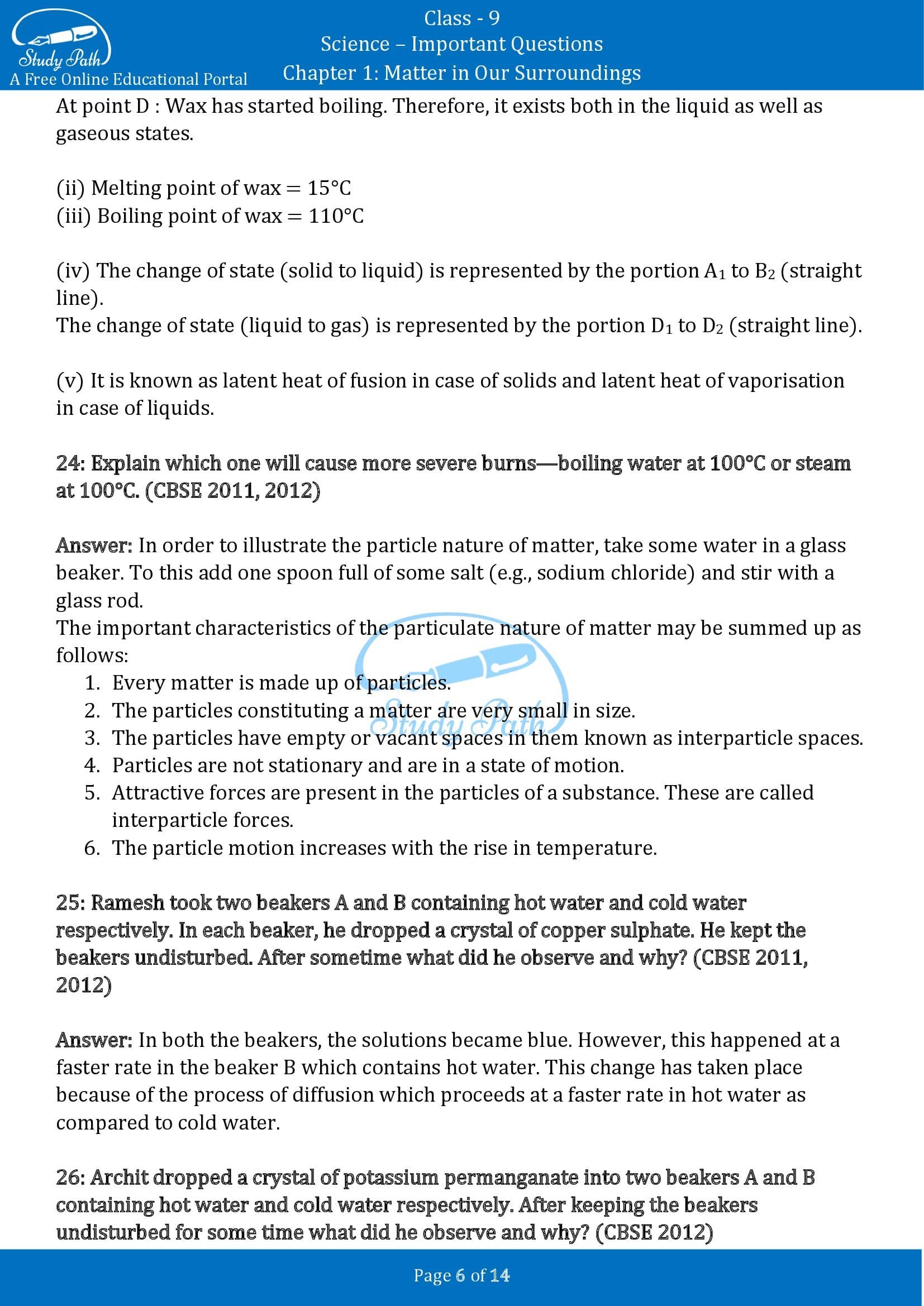 case study questions class 9 chemistry chapter 1