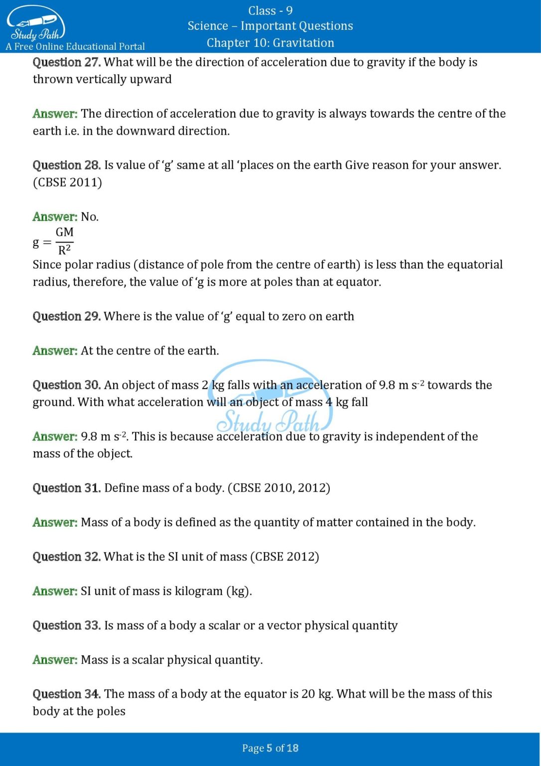 case study questions from gravitation class 9