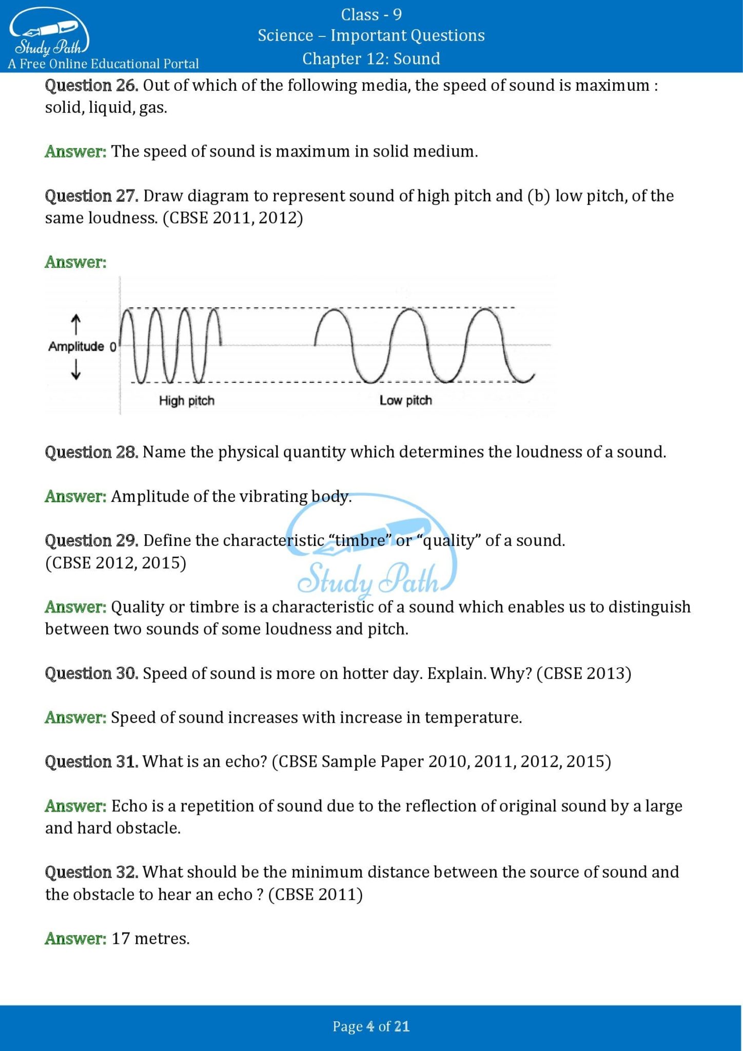 case study question on sound class 9