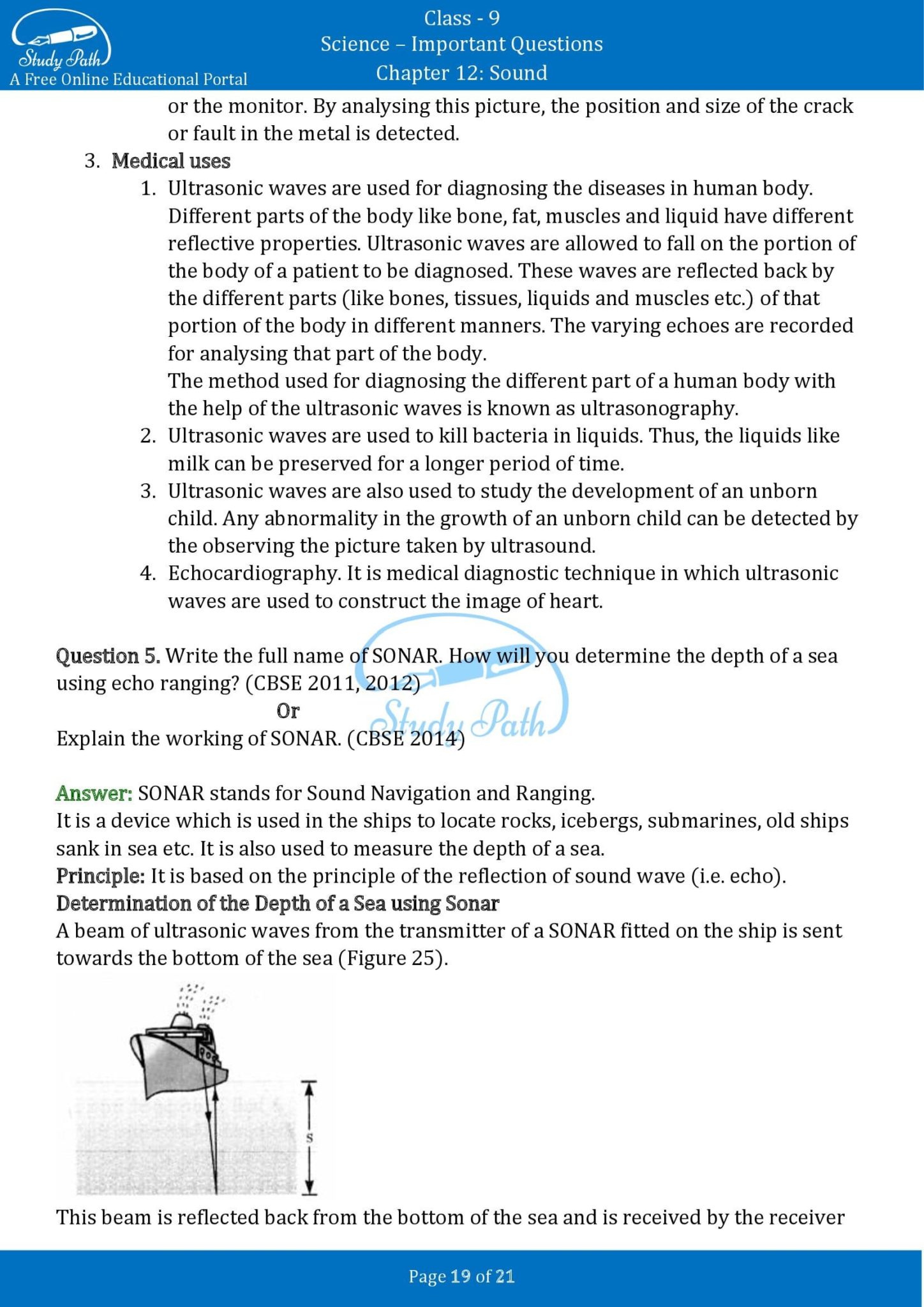 case study questions class 9 physics sound