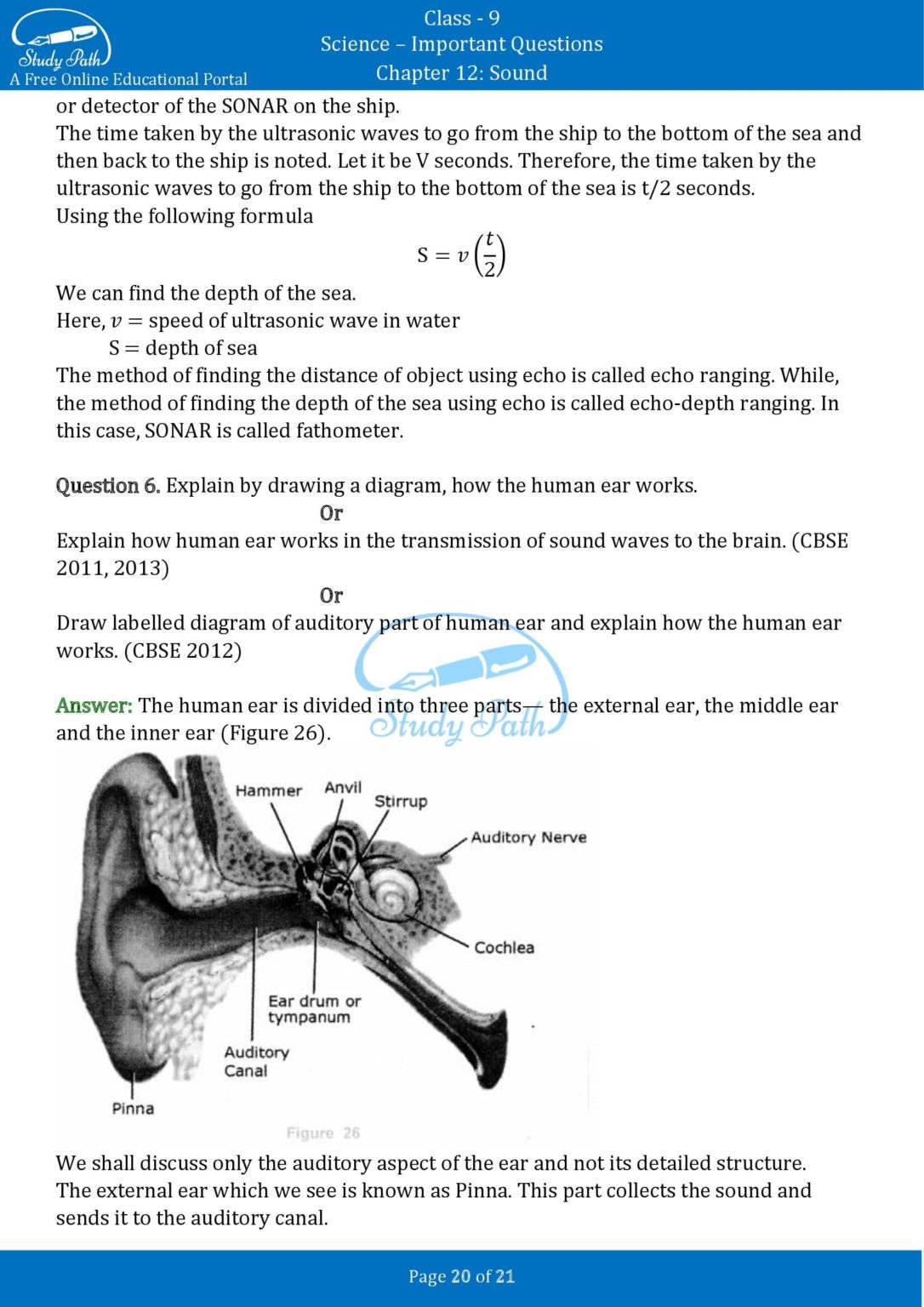 case study questions class 9 physics sound