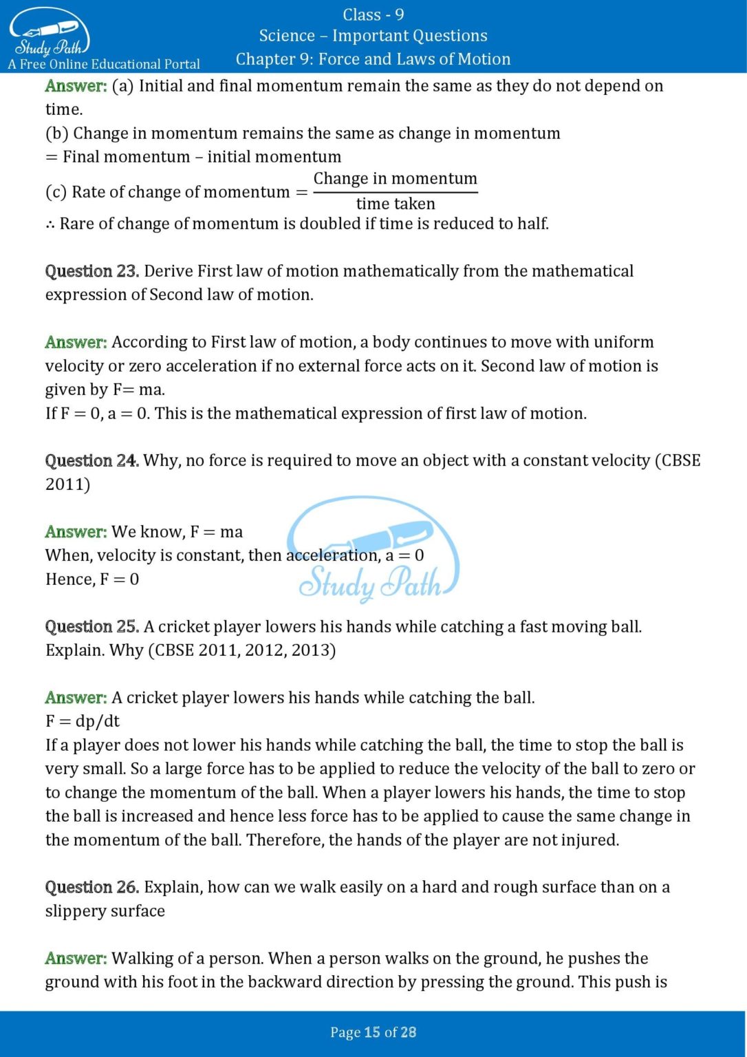 case study questions on laws of motion class 9