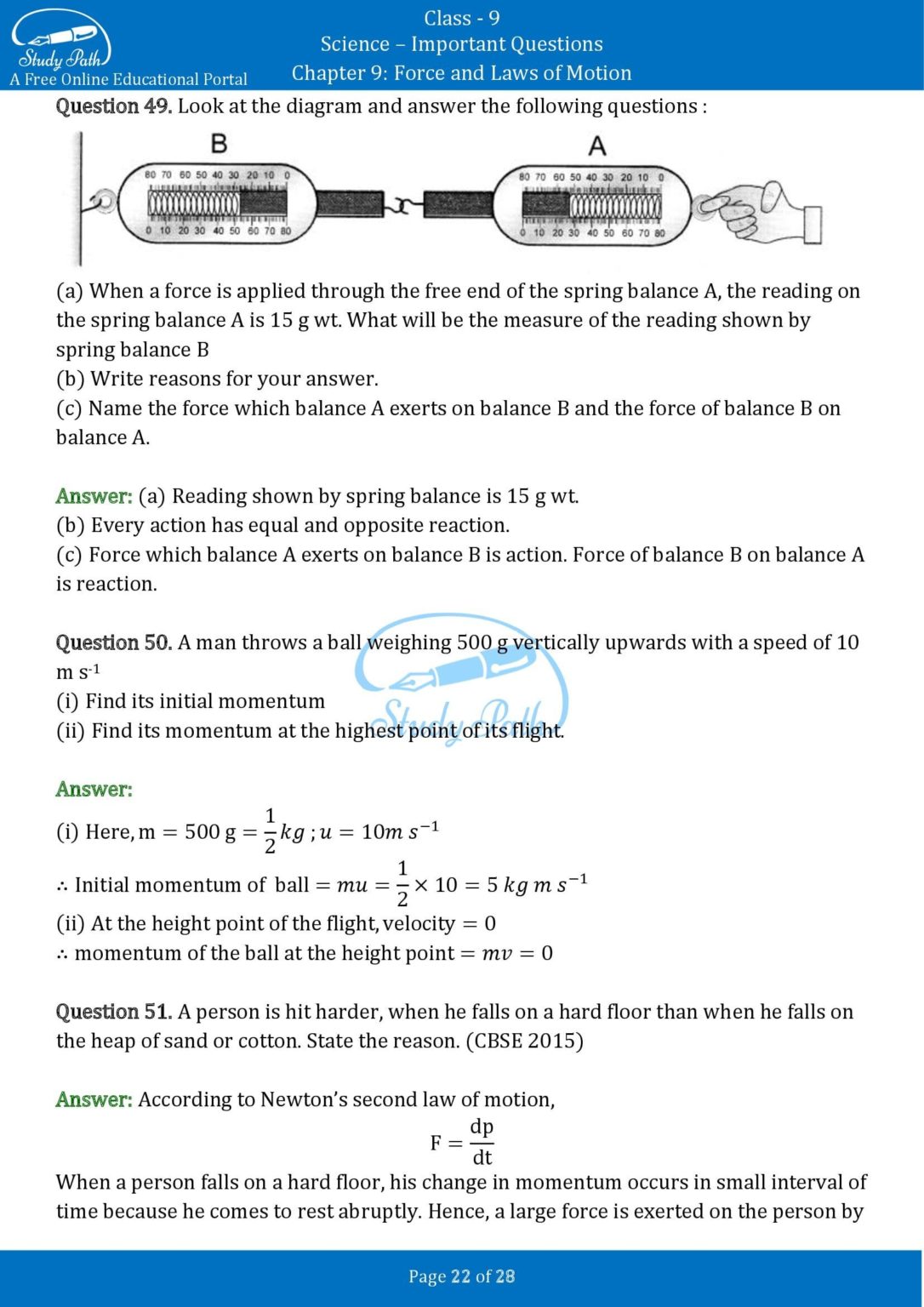 case study questions on laws of motion class 9