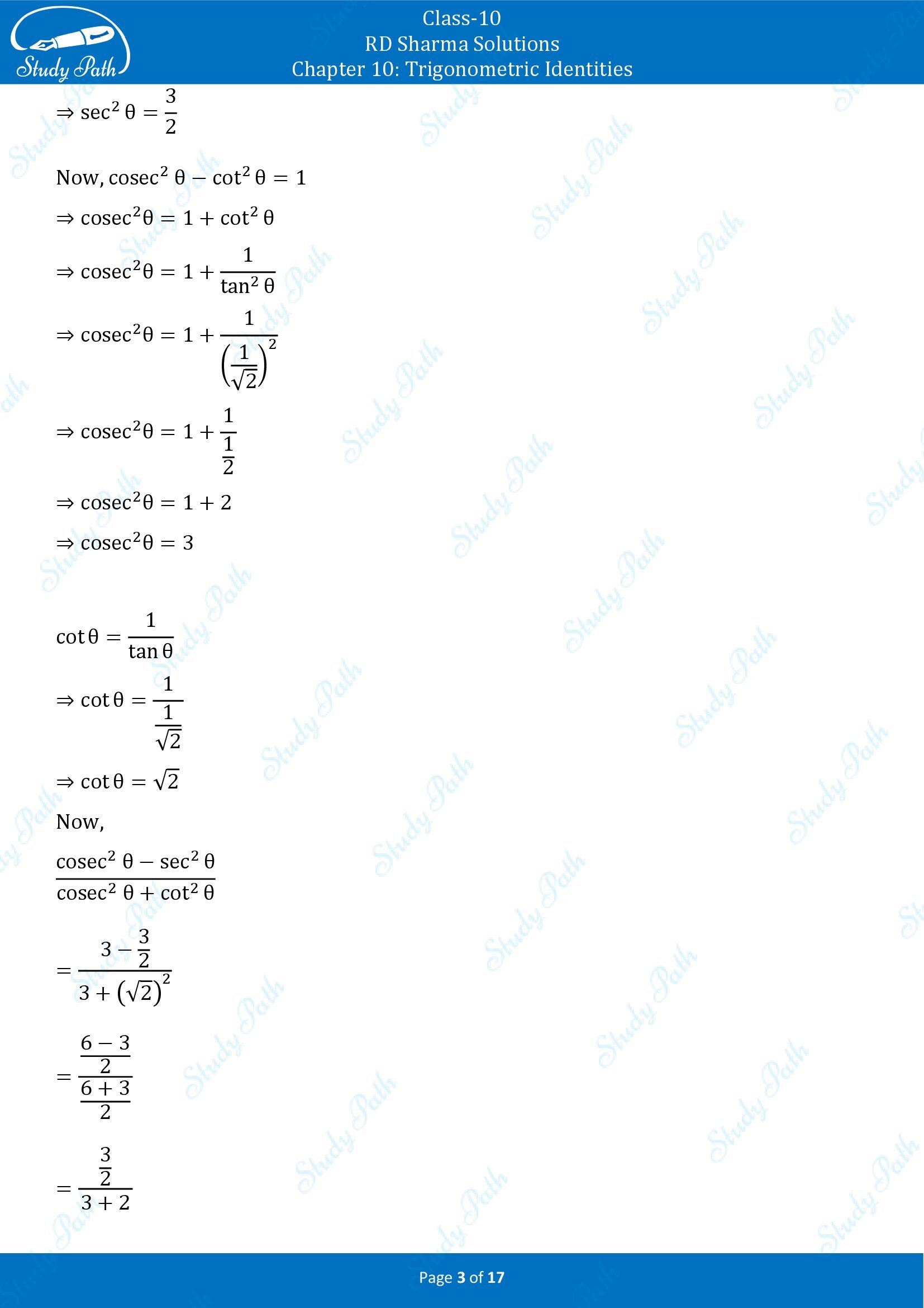 RD Sharma Solutions Class 10 Chapter 10 Trigonometric Identities Exercise 10.2 00003