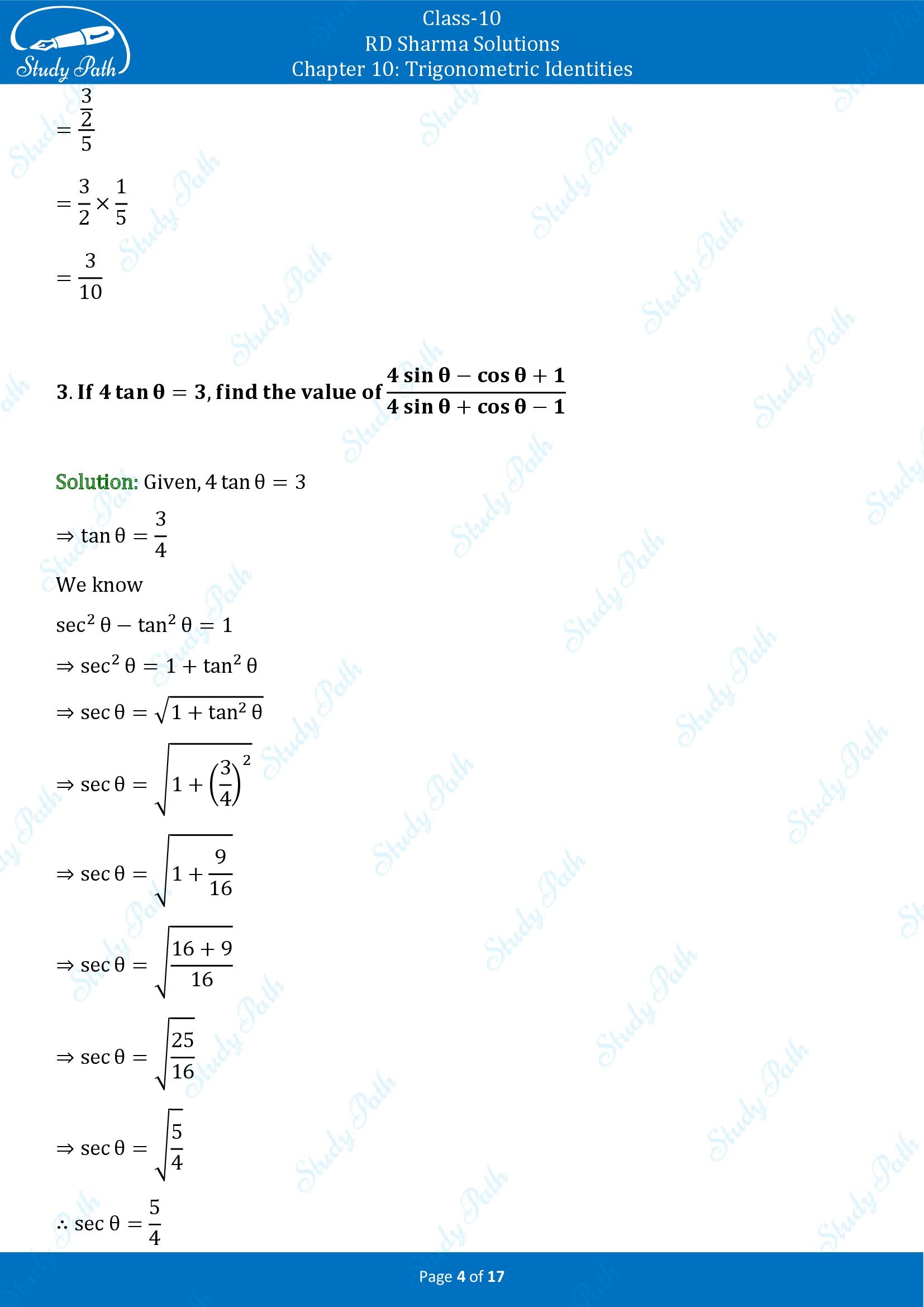 RD Sharma Solutions Class 10 Chapter 10 Trigonometric Identities Exercise 10.2 00004