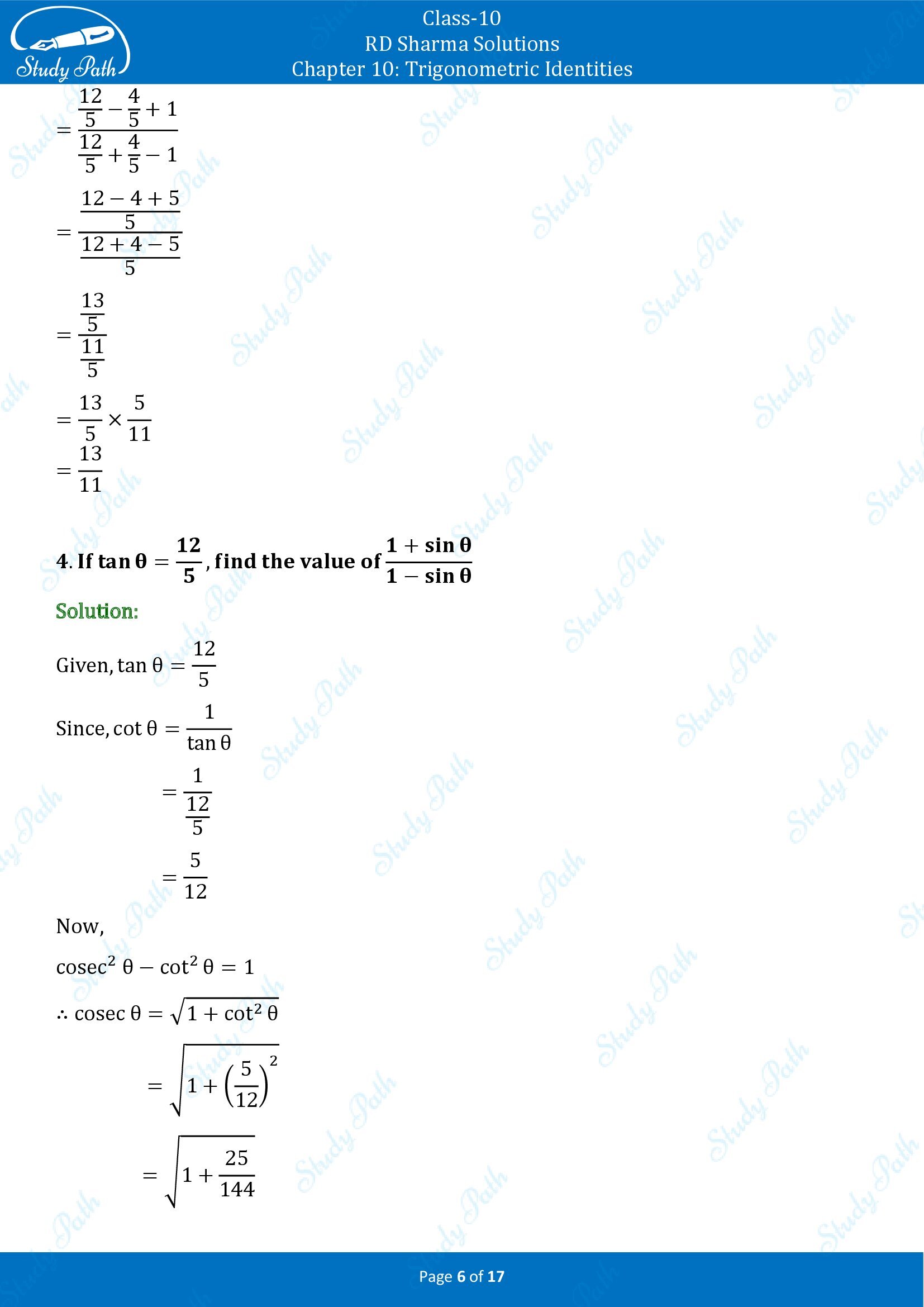 RD Sharma Solutions Class 10 Chapter 10 Trigonometric Identities Exercise 10.2 00006