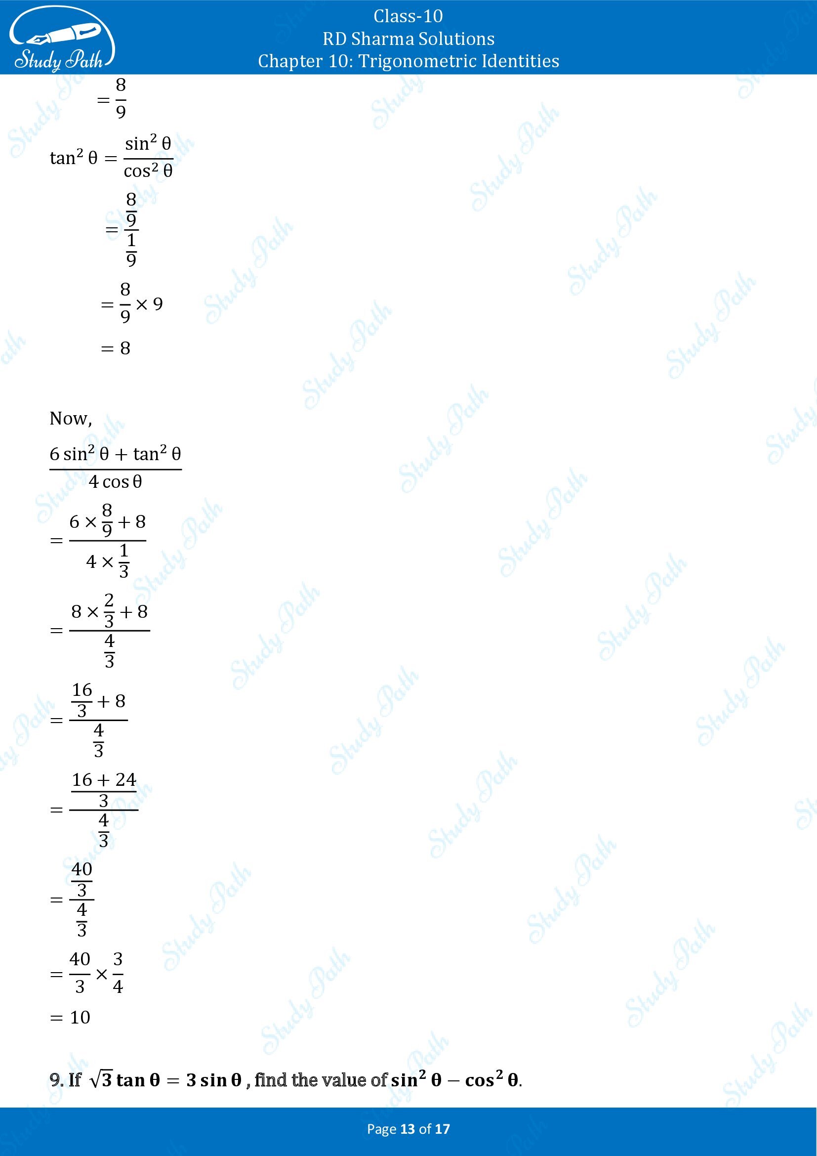 RD Sharma Solutions Class 10 Chapter 10 Trigonometric Identities Exercise 10.2 00013