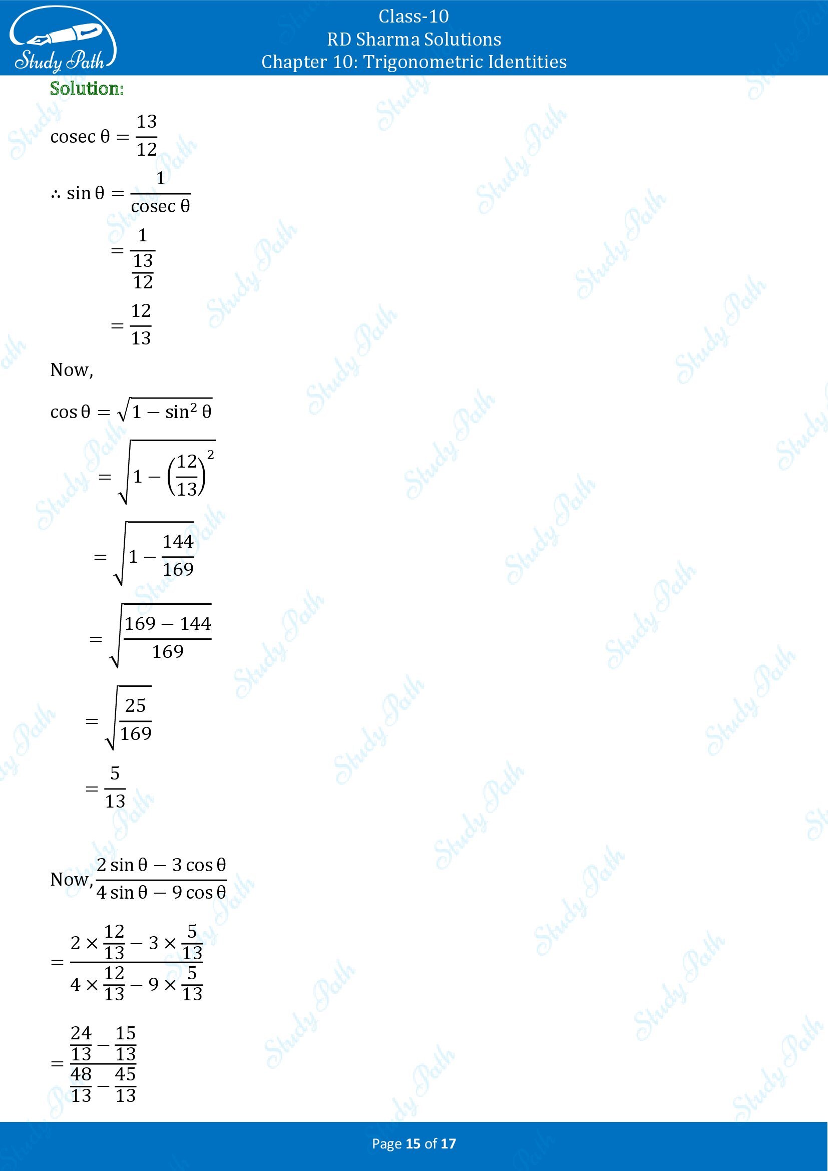 RD Sharma Solutions Class 10 Chapter 10 Trigonometric Identities Exercise 10.2 00015