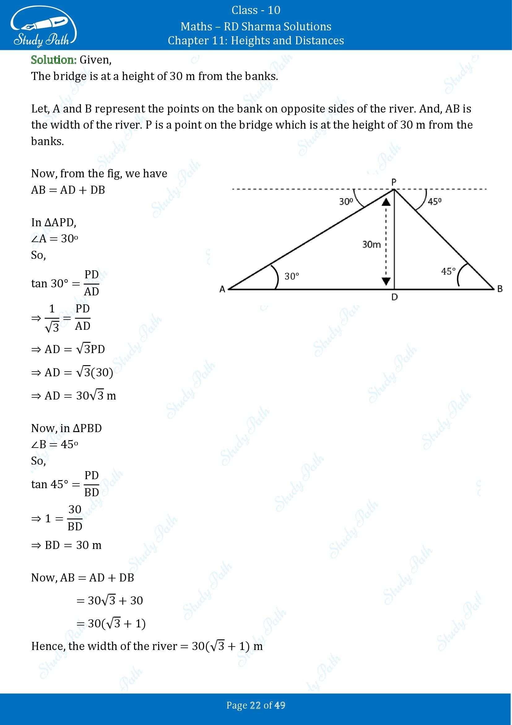 RD Sharma Solutions Class 10 Chapter 11 Heights and Distances Exercise 11.1 00022