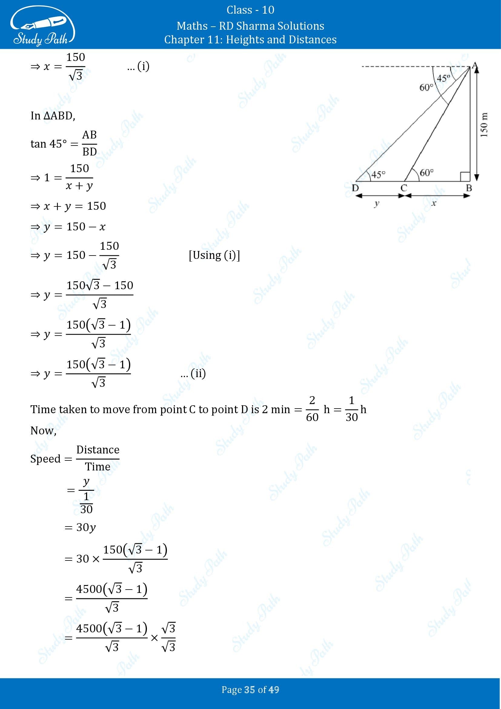 RD Sharma Solutions Class 10 Chapter 11 Heights and Distances Exercise 11.1 00035