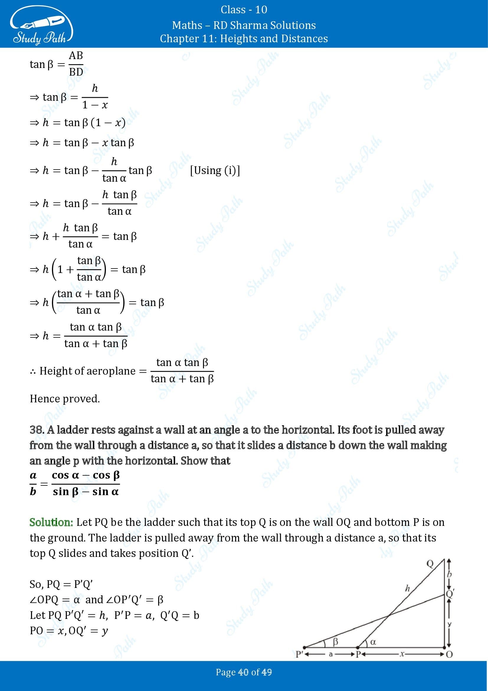 RD Sharma Solutions Class 10 Chapter 11 Heights and Distances Exercise 11.1 00040