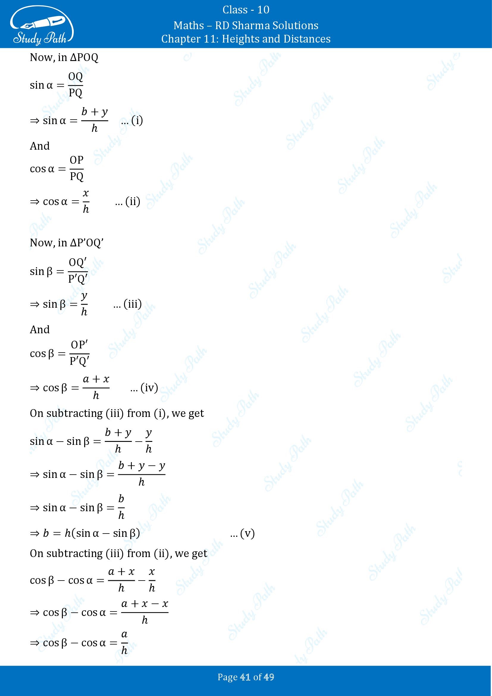 RD Sharma Solutions Class 10 Chapter 11 Heights and Distances Exercise 11.1 00041