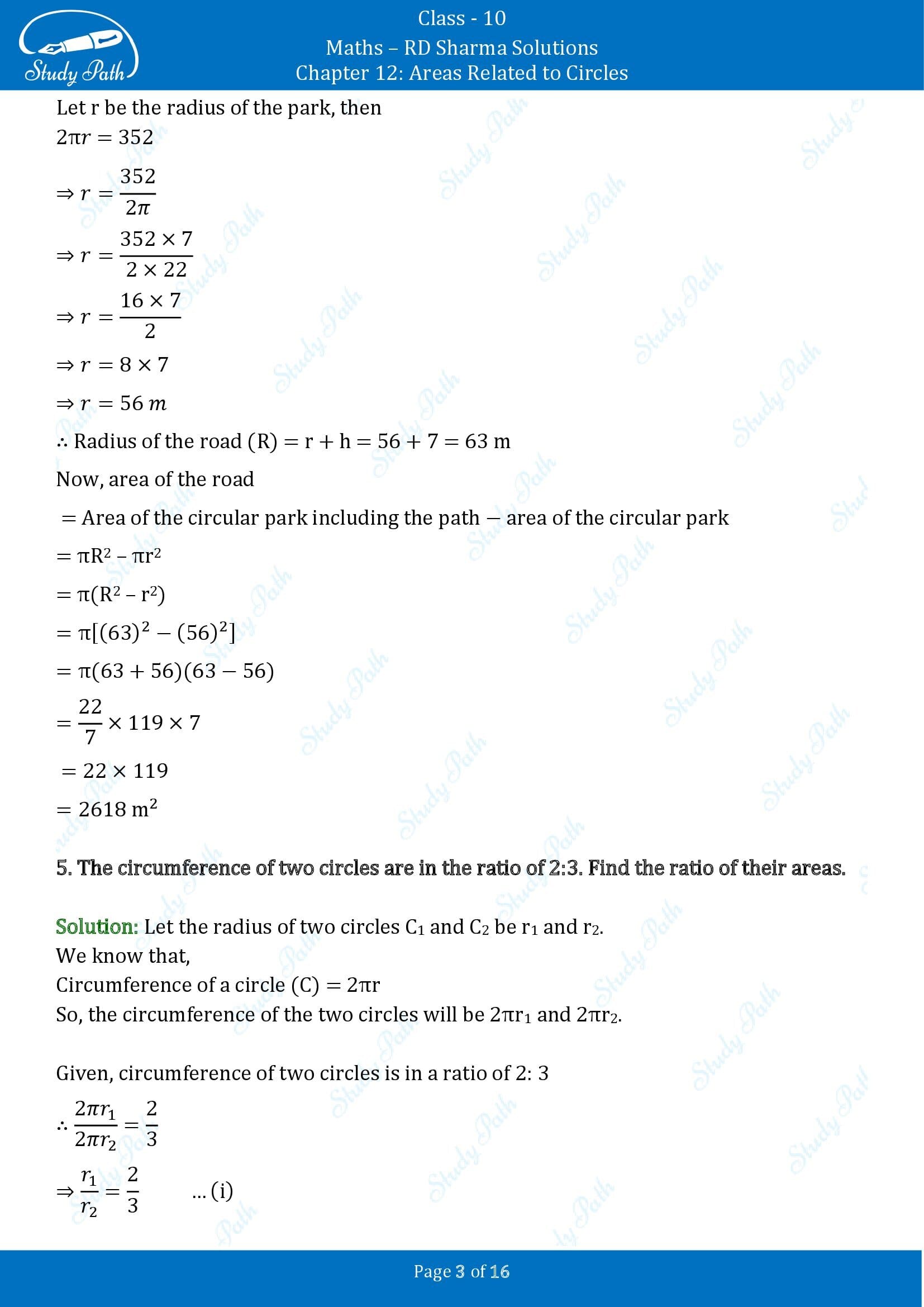 RD Sharma Solutions Class 10 Chapter 12 Areas Related to Circles Exercise 12.1 00003