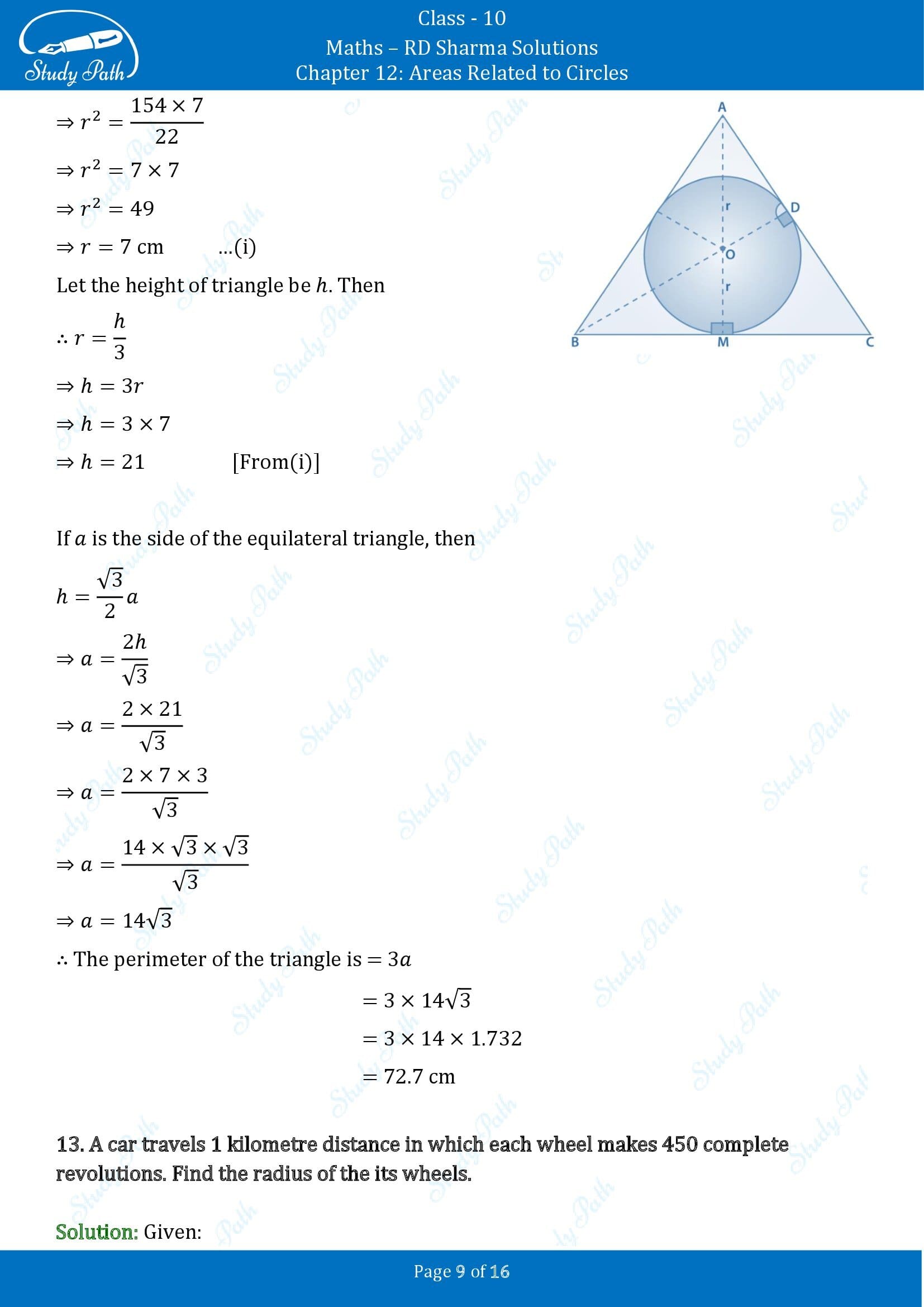 RD Sharma Solutions Class 10 Chapter 12 Areas Related to Circles Exercise 12.1 00009