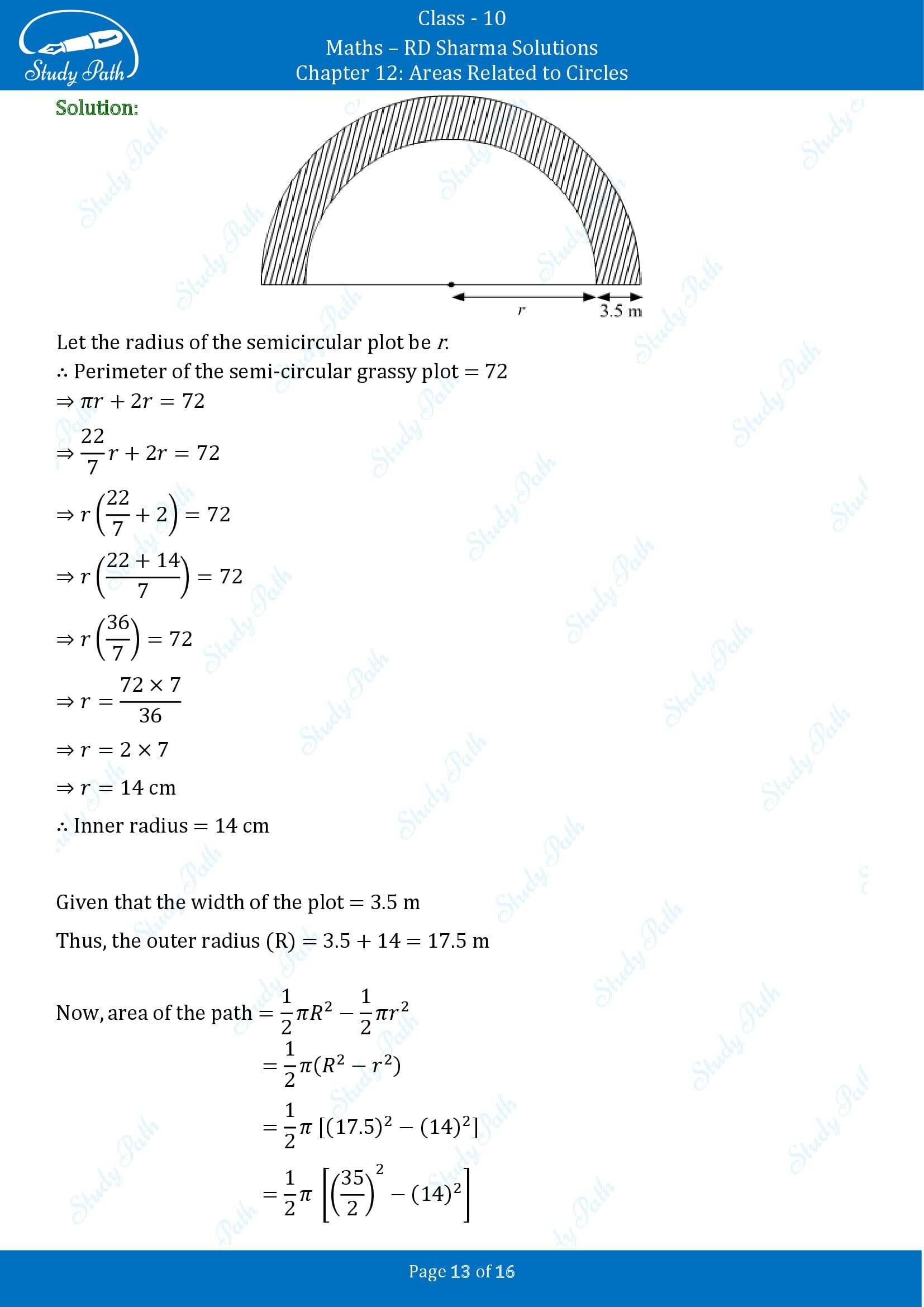 RD Sharma Solutions Class 10 Chapter 12 Areas Related to Circles Exercise 12.1 00013