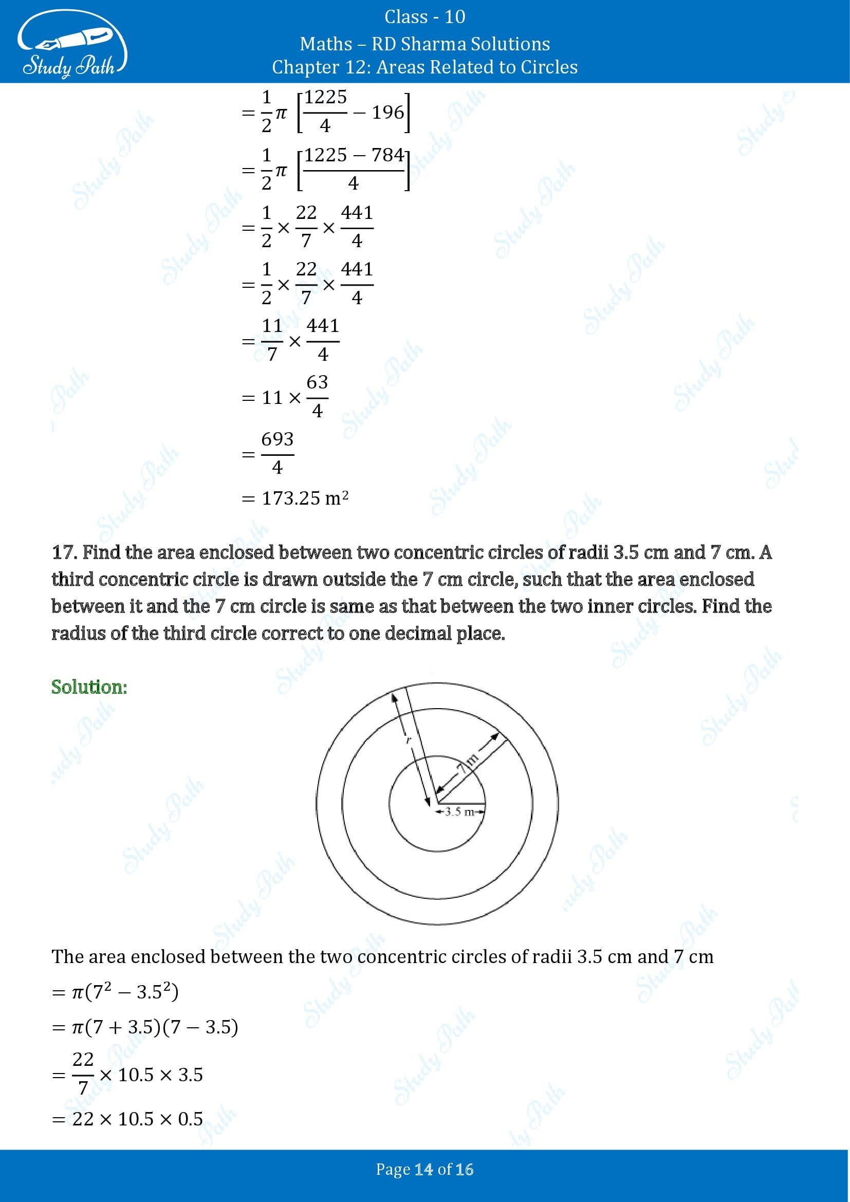 RD Sharma Solutions Class 10 Chapter 12 Areas Related to Circles Exercise 12.1 00014