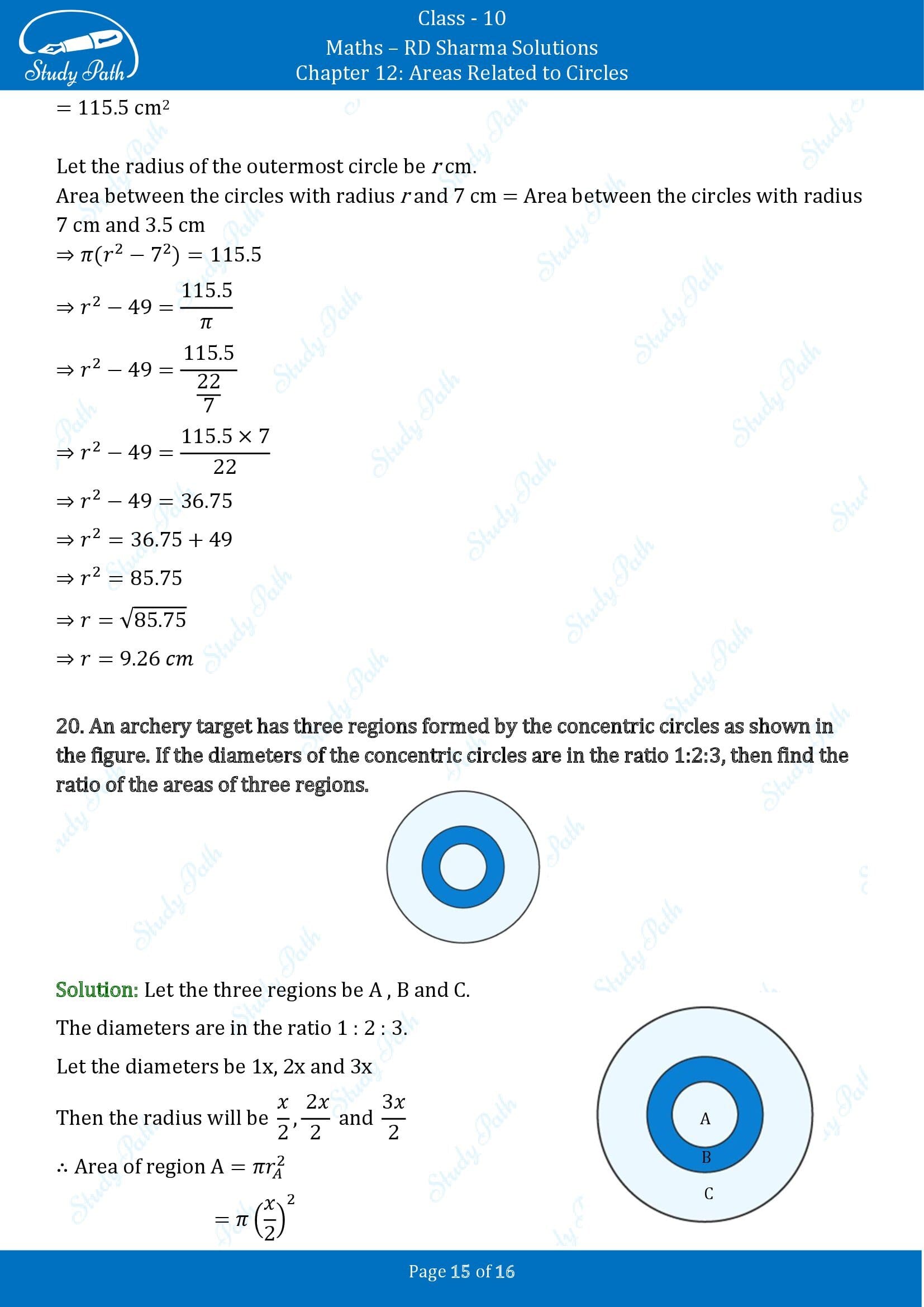 RD Sharma Solutions Class 10 Chapter 12 Areas Related to Circles Exercise 12.1 00015