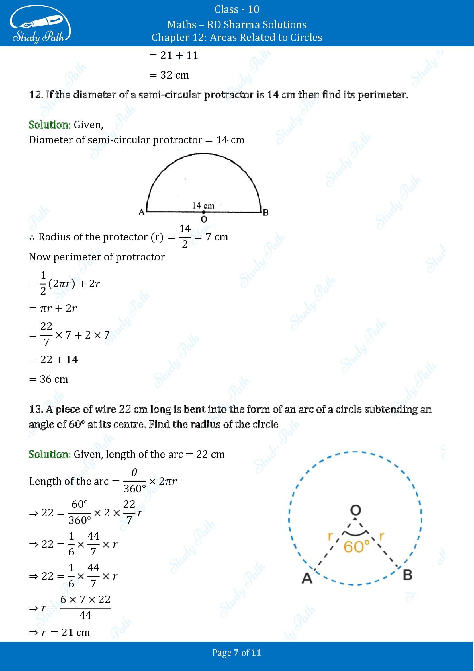 RD Sharma Solutions Class 10 Chapter 12 Areas Related to Circles Very Short Answer Type Questions VSAQs 00007