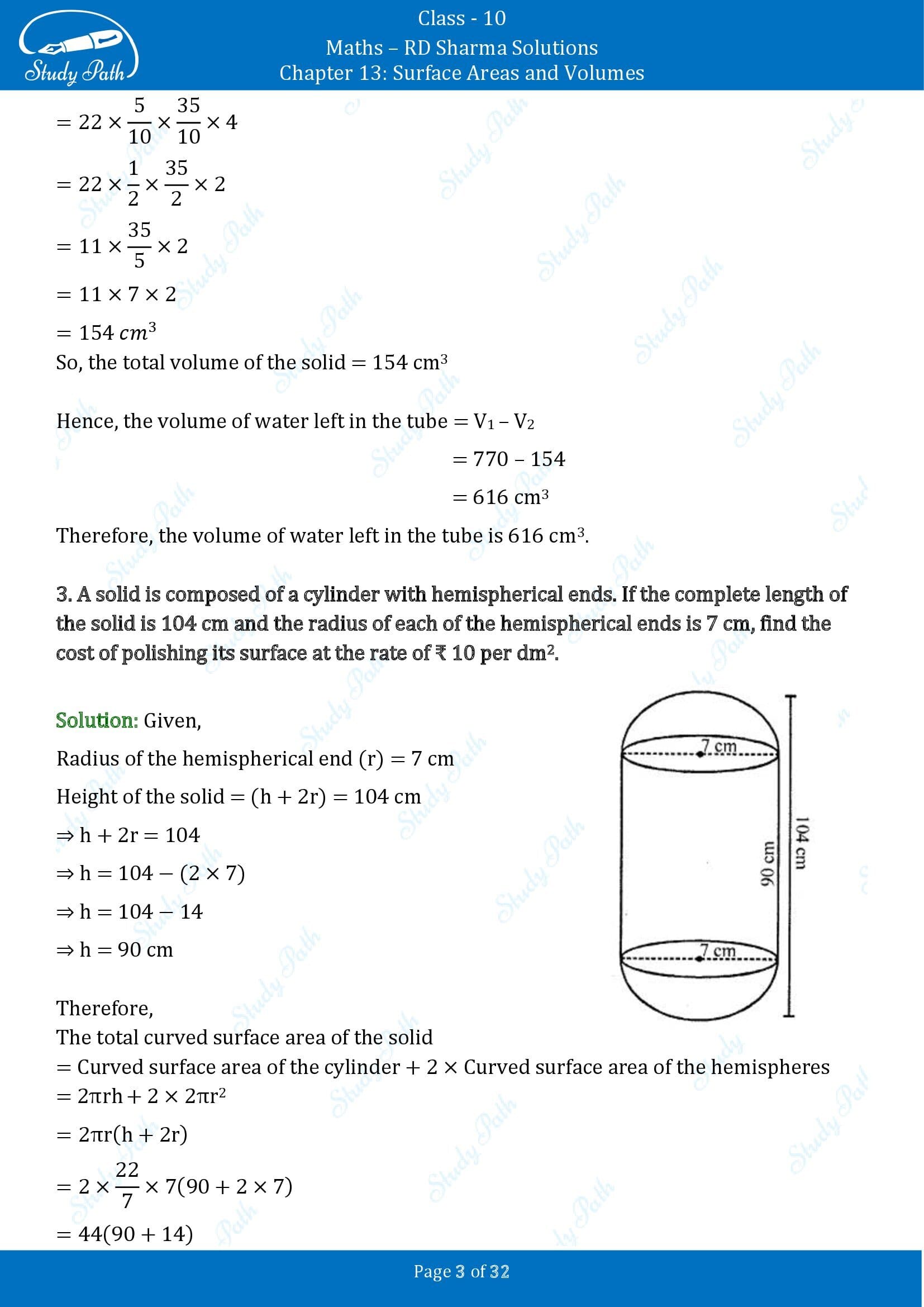 RD Sharma Solutions Class 10 Chapter 13 Surface Areas and Volumes Exercise 13.1 00003