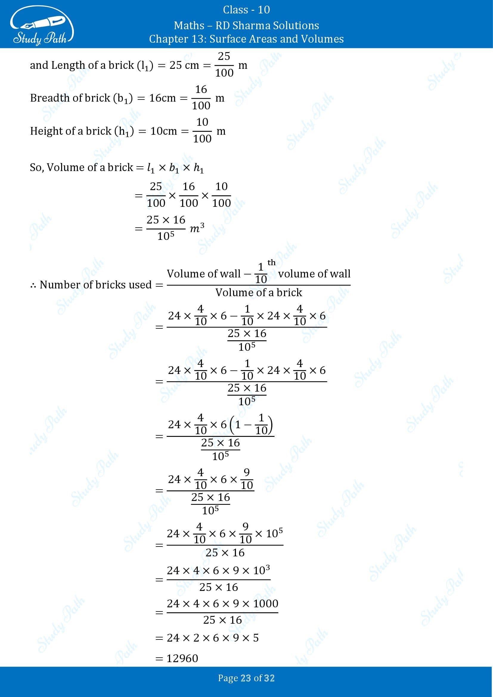 RD Sharma Solutions Class 10 Chapter 13 Surface Areas and Volumes Exercise 13.1 00023