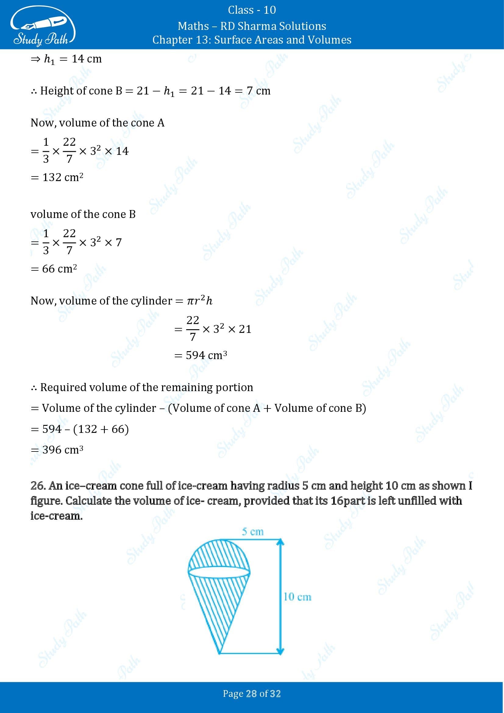 RD Sharma Solutions Class 10 Chapter 13 Surface Areas and Volumes Exercise 13.1 00028