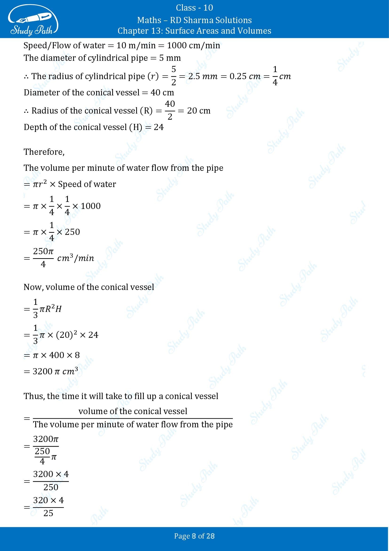 RD Sharma Solutions Class 10 Chapter 13 Surface Areas and Volumes Multiple Choice Questions MCQs 00008