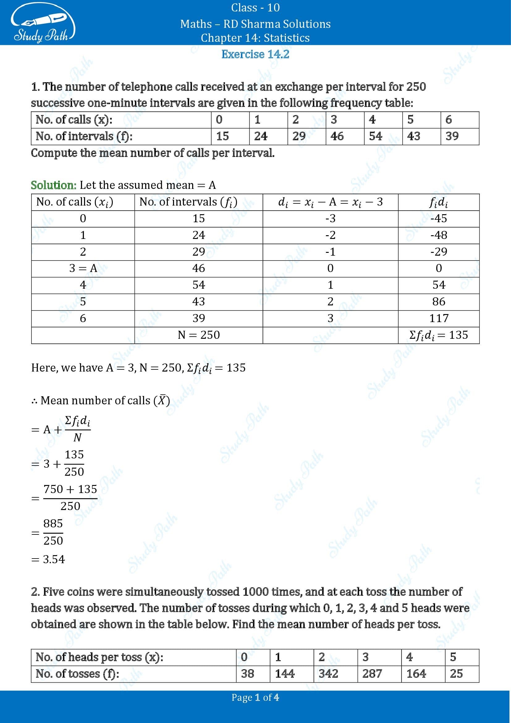 RD Sharma Solutions Class 10 Chapter 14 Statistics Exercise 14.2 00001