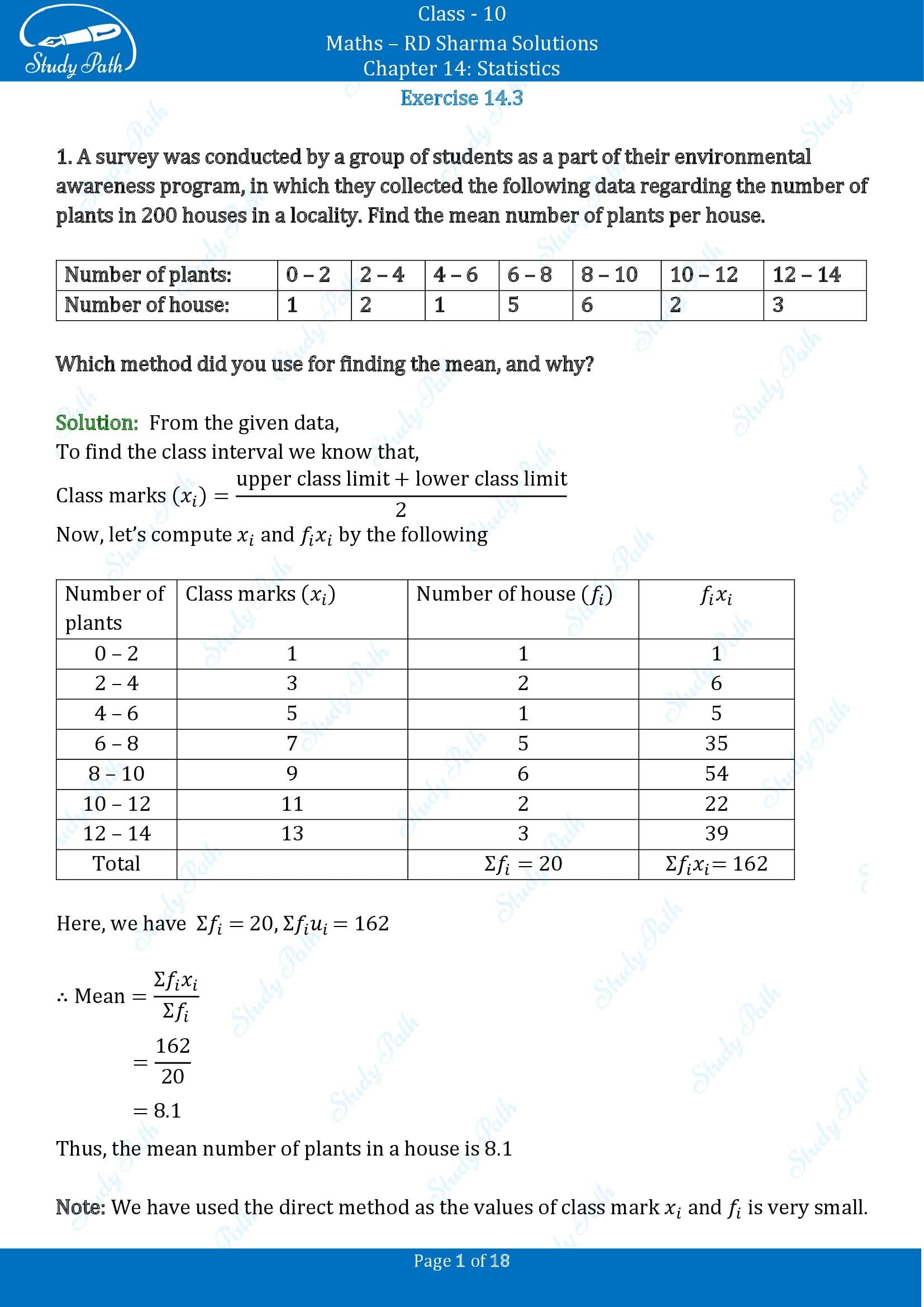 RD Sharma Solutions Class 10 Chapter 14 Statistics Exercise 14.3 00001